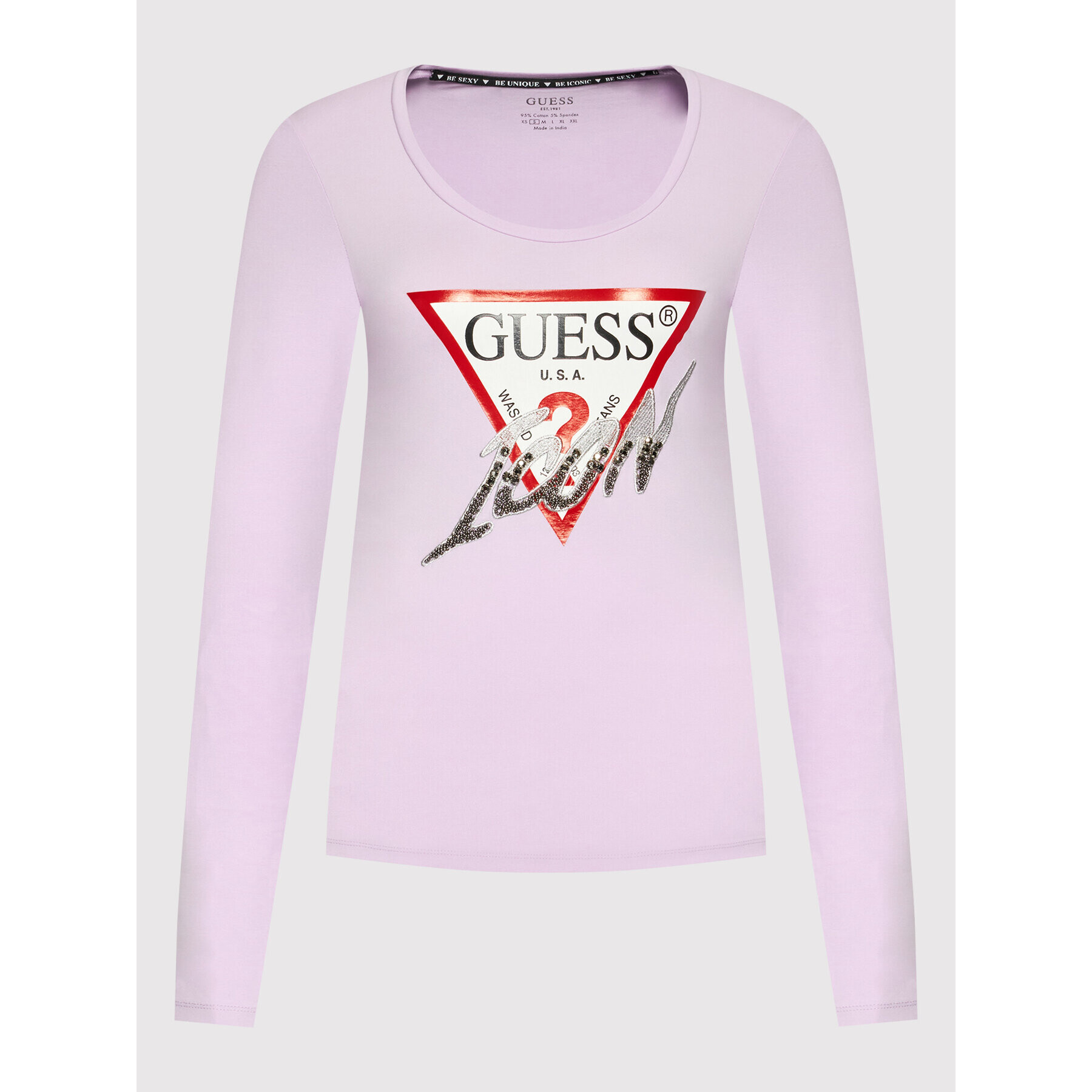 Guess Blúzka Icon W2GI01 J1300 Fialová Slim Fit - Pepit.sk