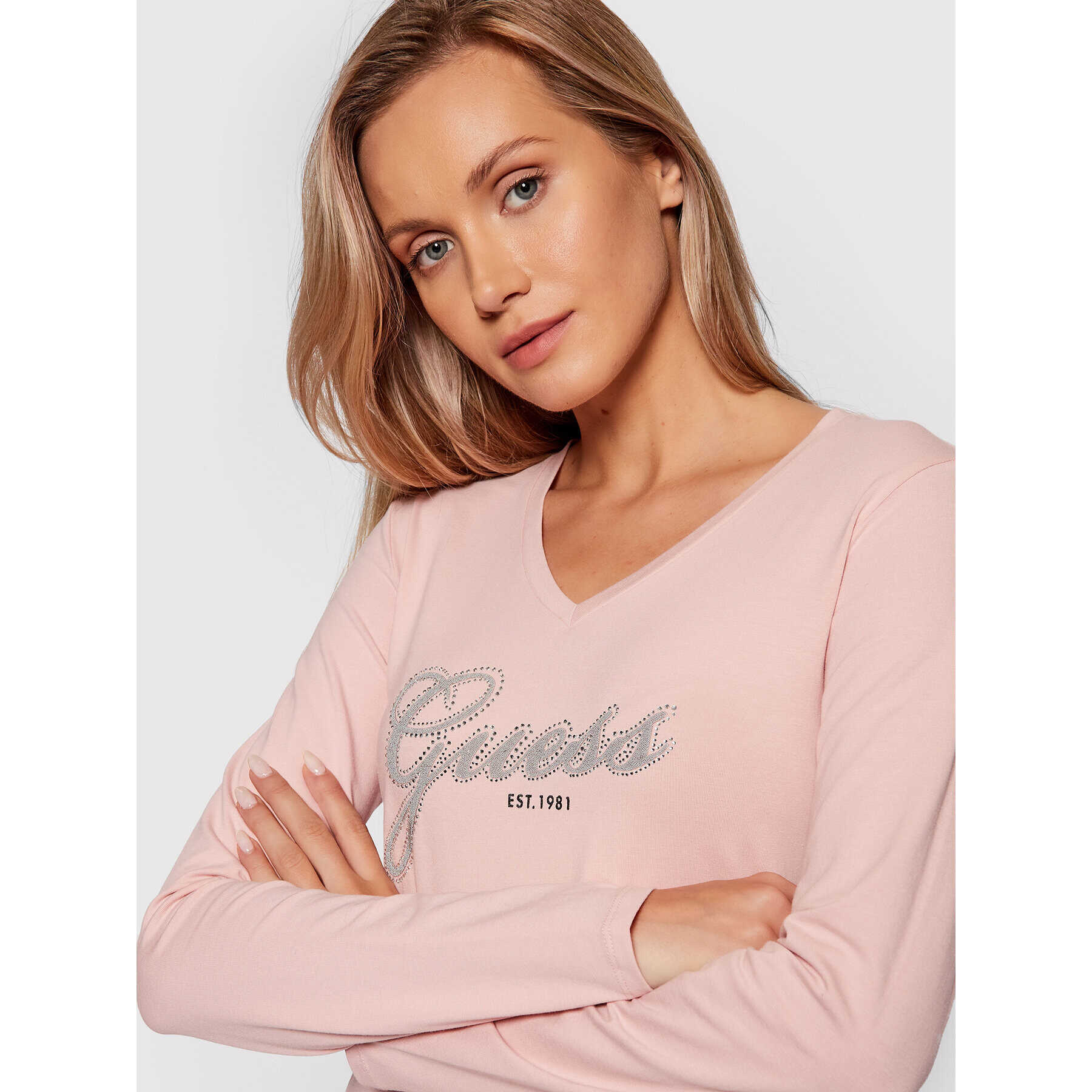 Guess Blúzka Iradi W1BI01 J1311 Ružová Regular Fit - Pepit.sk