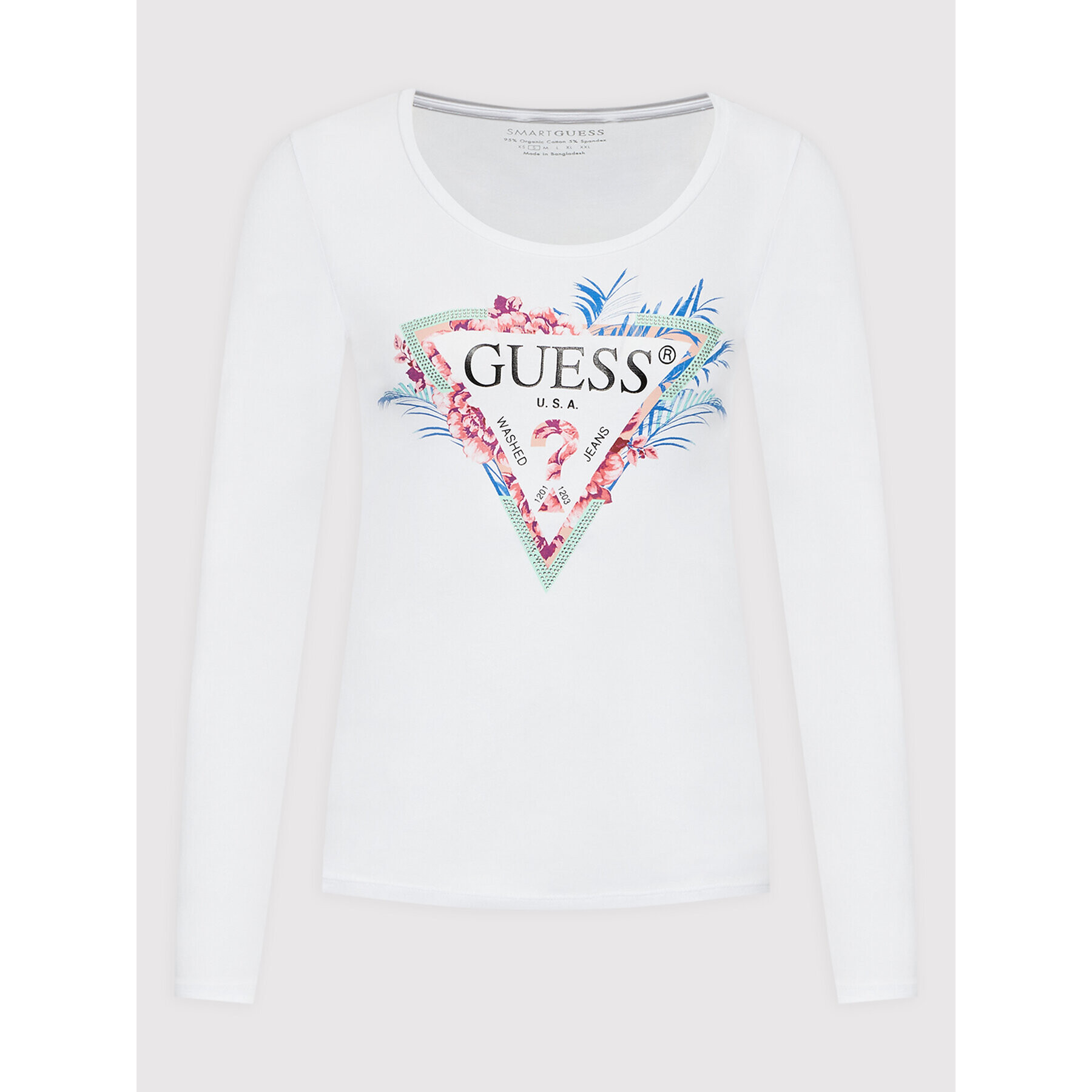 Guess Blúzka W2GI07 J1311 Biela Slim Fit - Pepit.sk