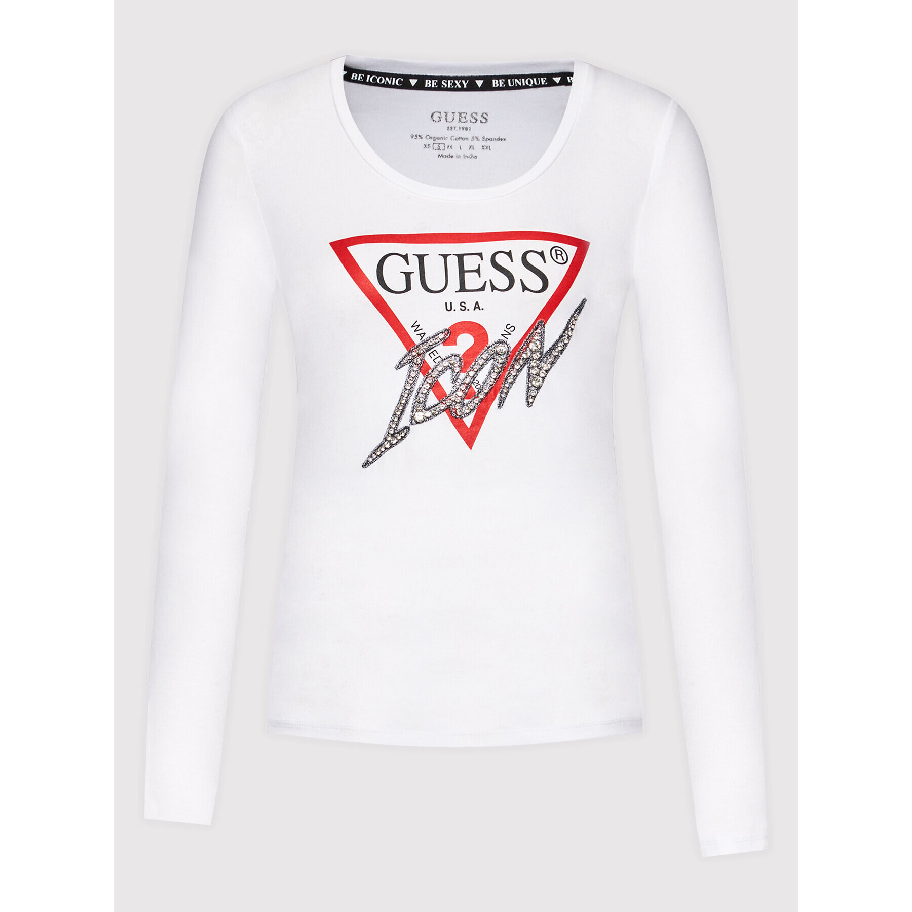 Guess Blúzka W2RI19 J1311 Biela Slim Fit - Pepit.sk