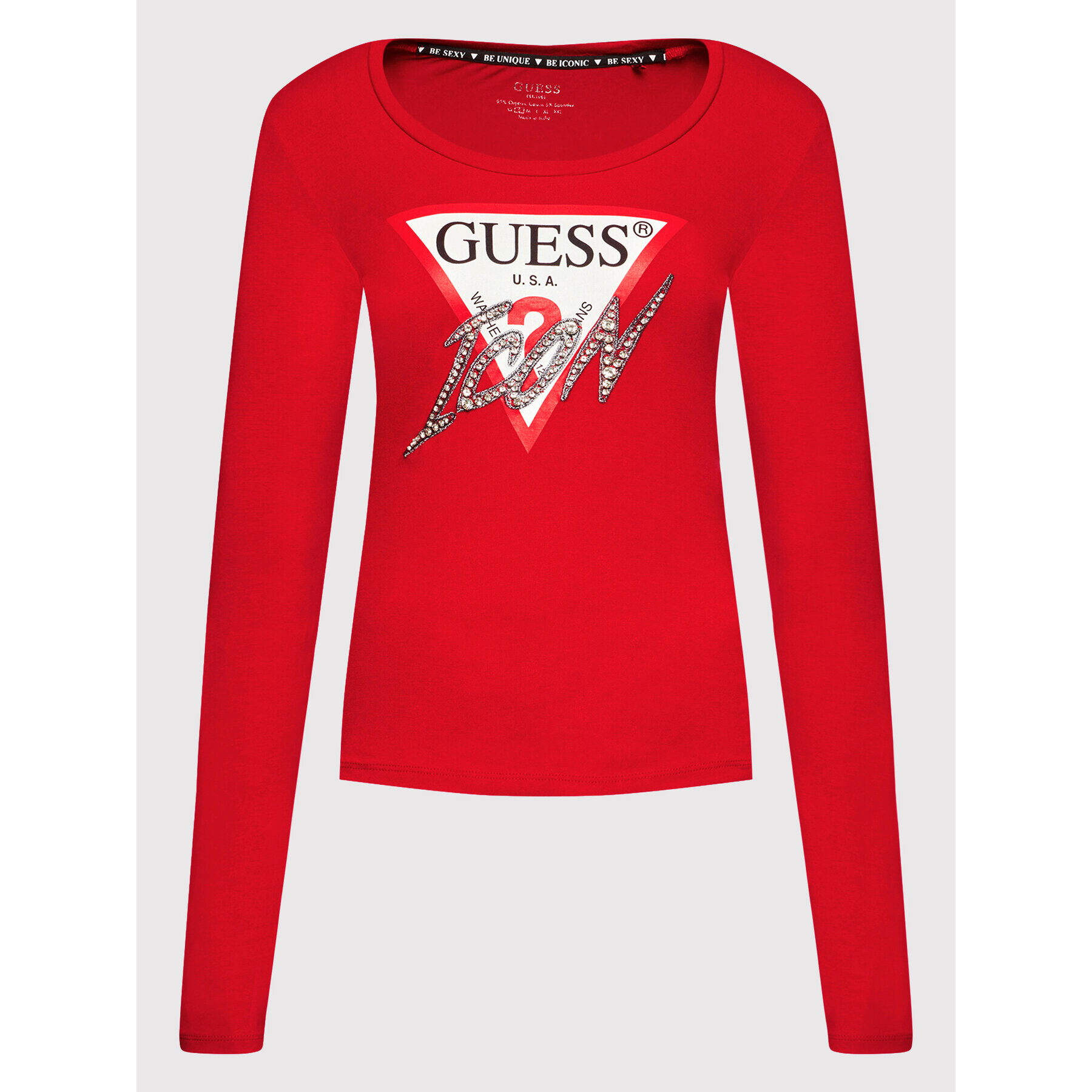 Guess Blúzka W2RI19 J1311 Červená Slim Fit - Pepit.sk