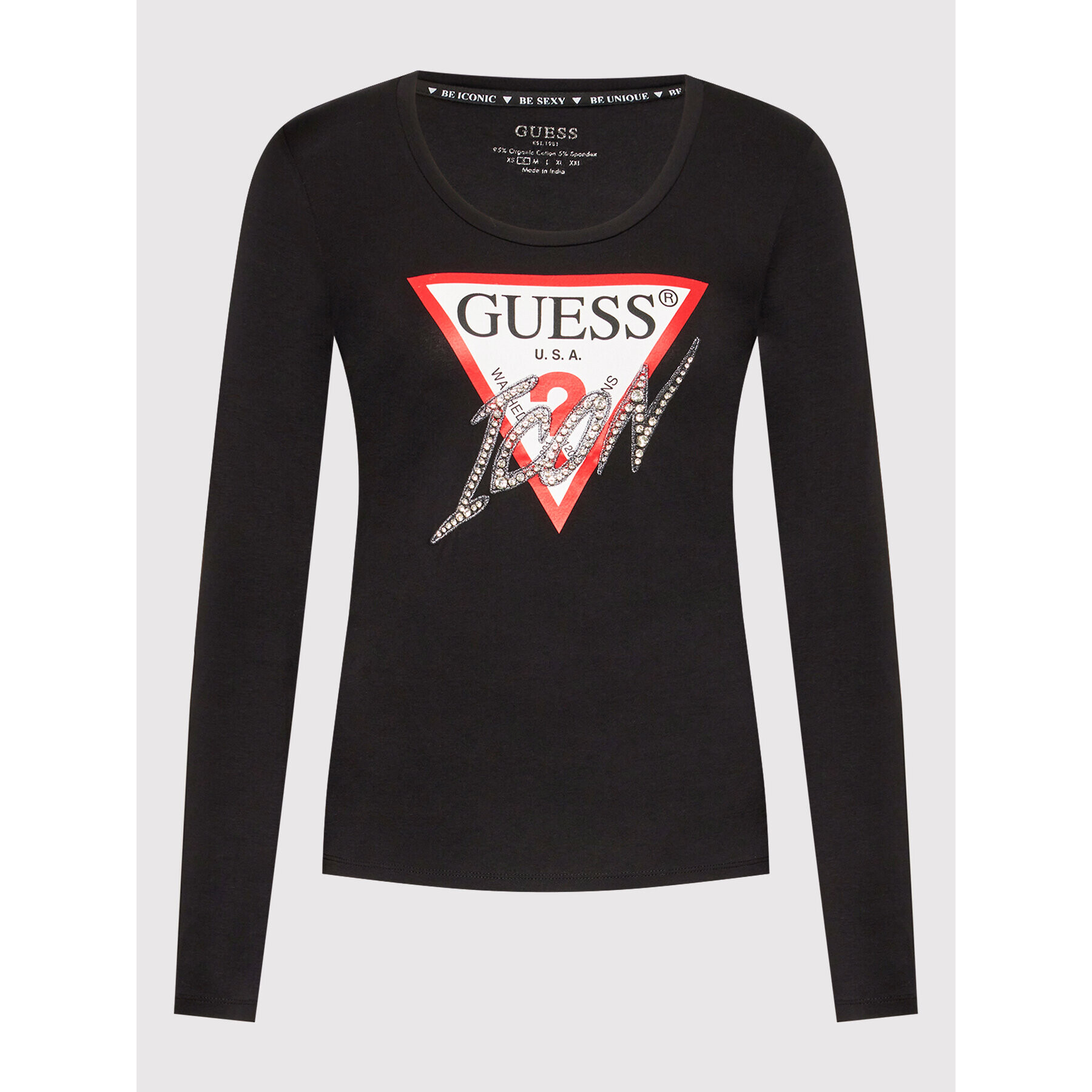 Guess Blúzka W2RI19 J1311 Čierna Slim Fit - Pepit.sk