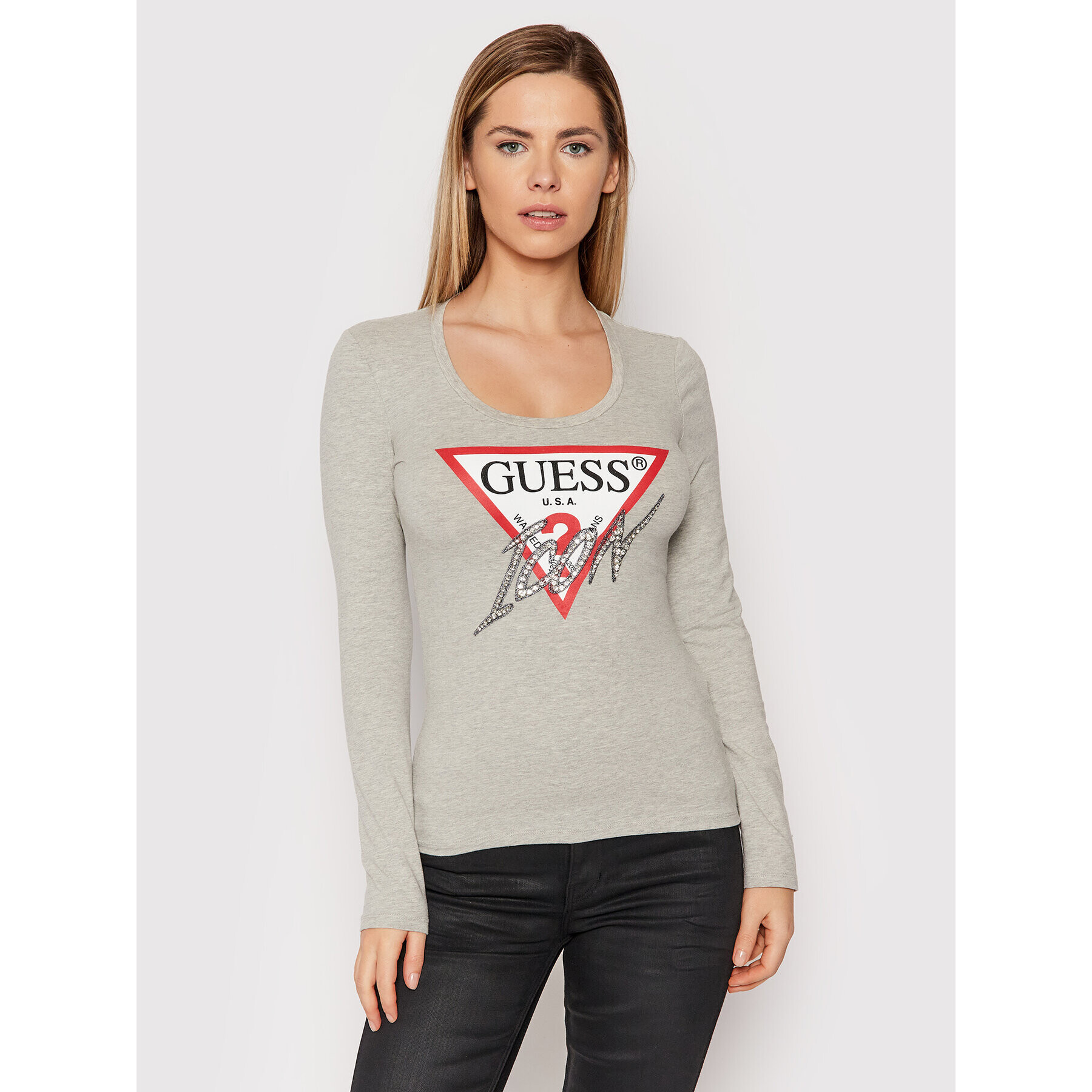 Guess Blúzka W2RI19 J1311 Sivá Slim Fit - Pepit.sk