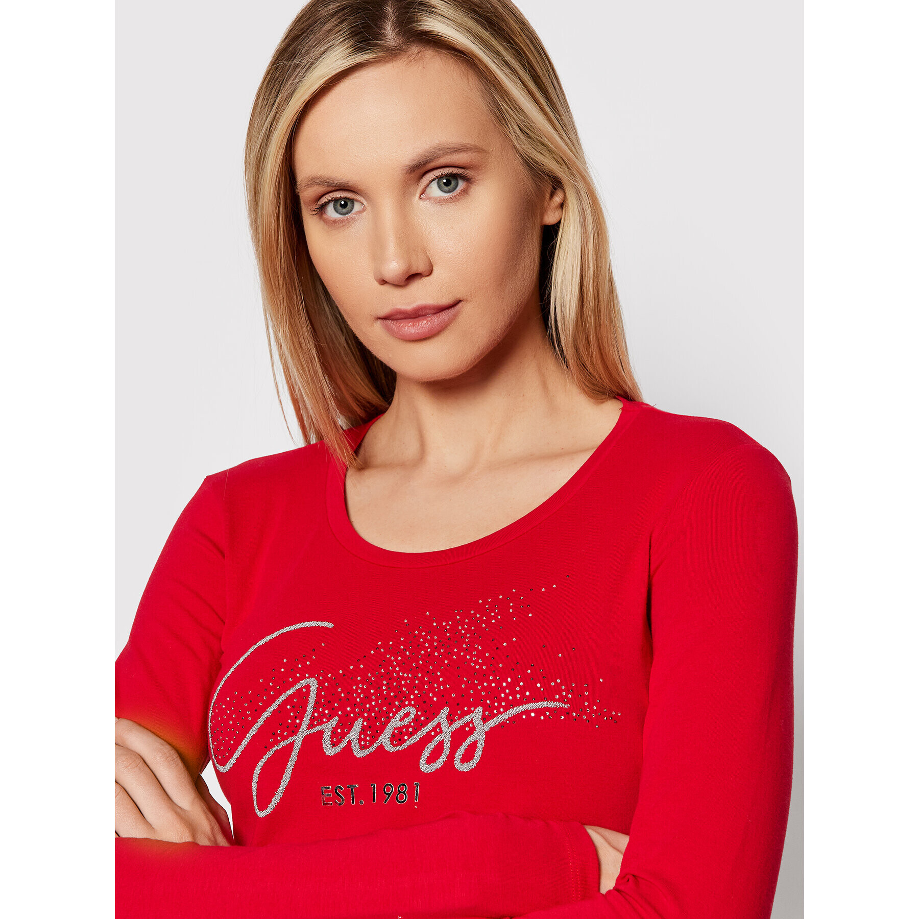 Guess Blúzka W2RI32 J1300 Červená Regular Fit - Pepit.sk