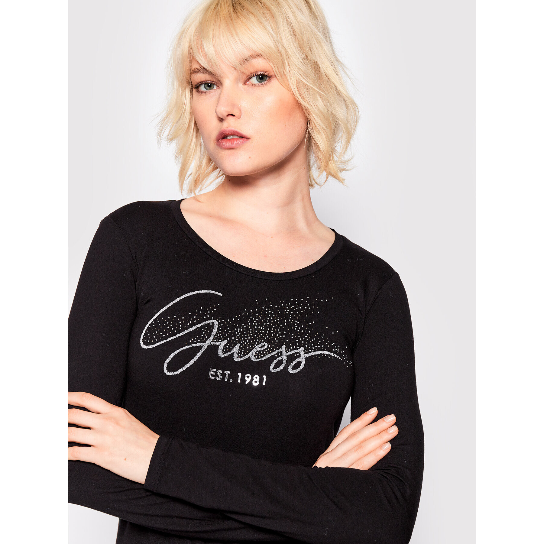 Guess Blúzka W2RI32 J1300 Čierna Regular Fit - Pepit.sk