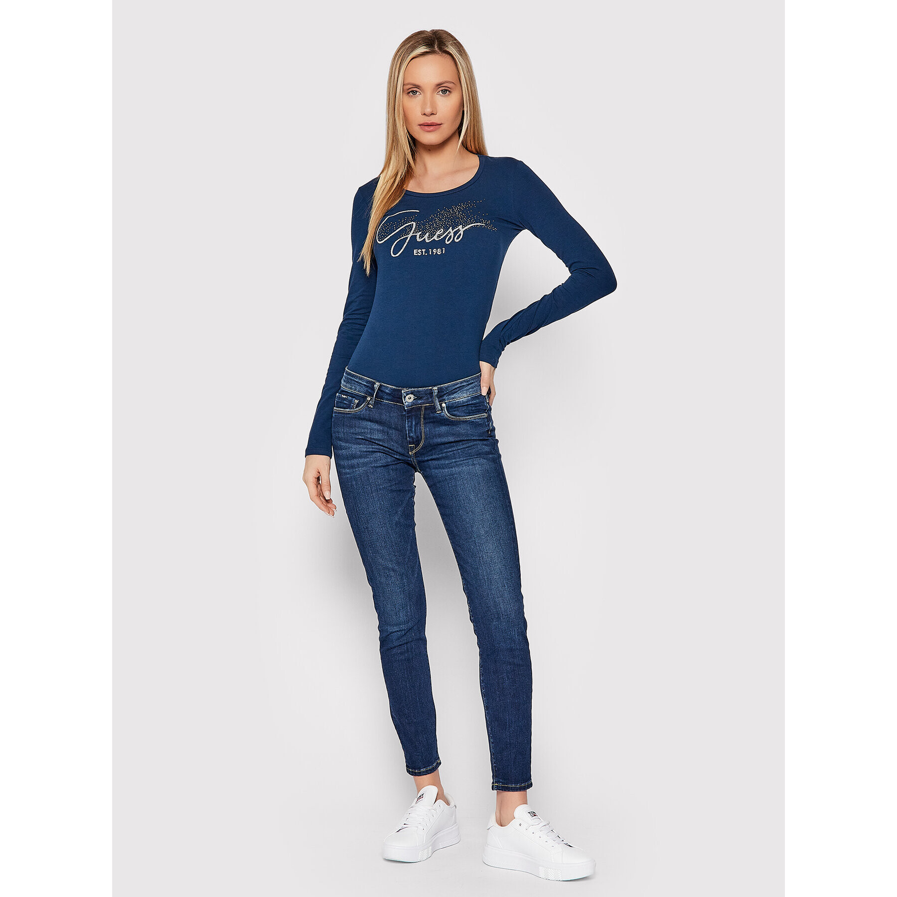 Guess Blúzka W2RI32 J1300 Tmavomodrá Slim Fit - Pepit.sk