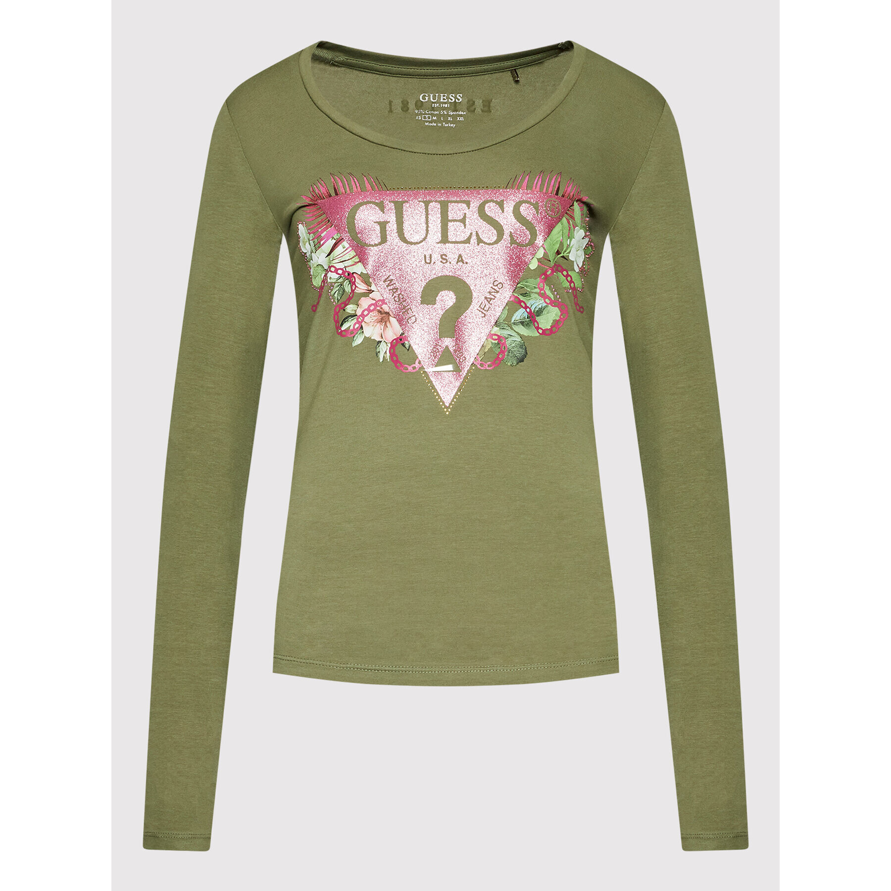 Guess Blúzka W2YI36J 1311 Zelená Slim Fit - Pepit.sk