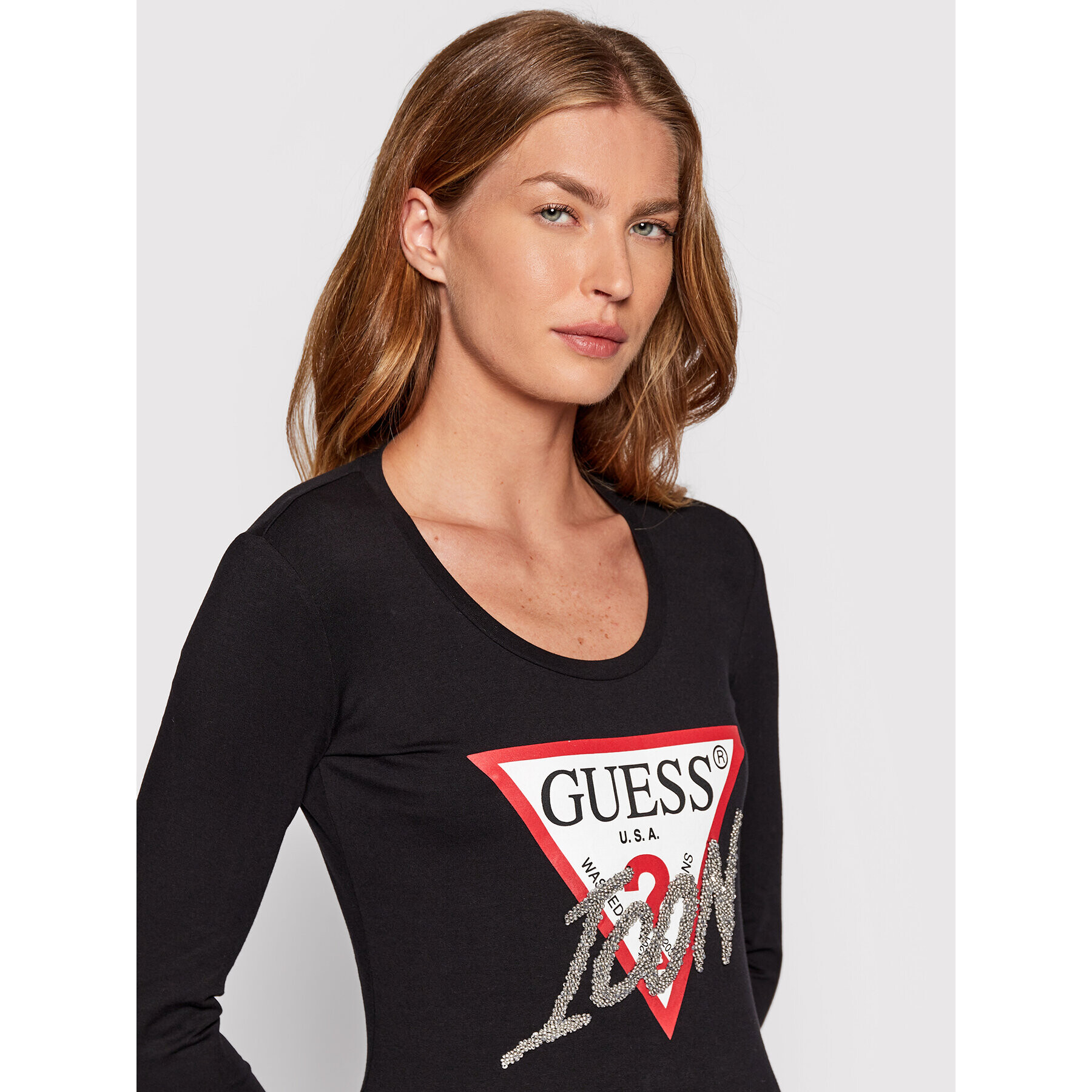 Guess Blúzka W2YI47 J1311 Čierna Slim Fit - Pepit.sk