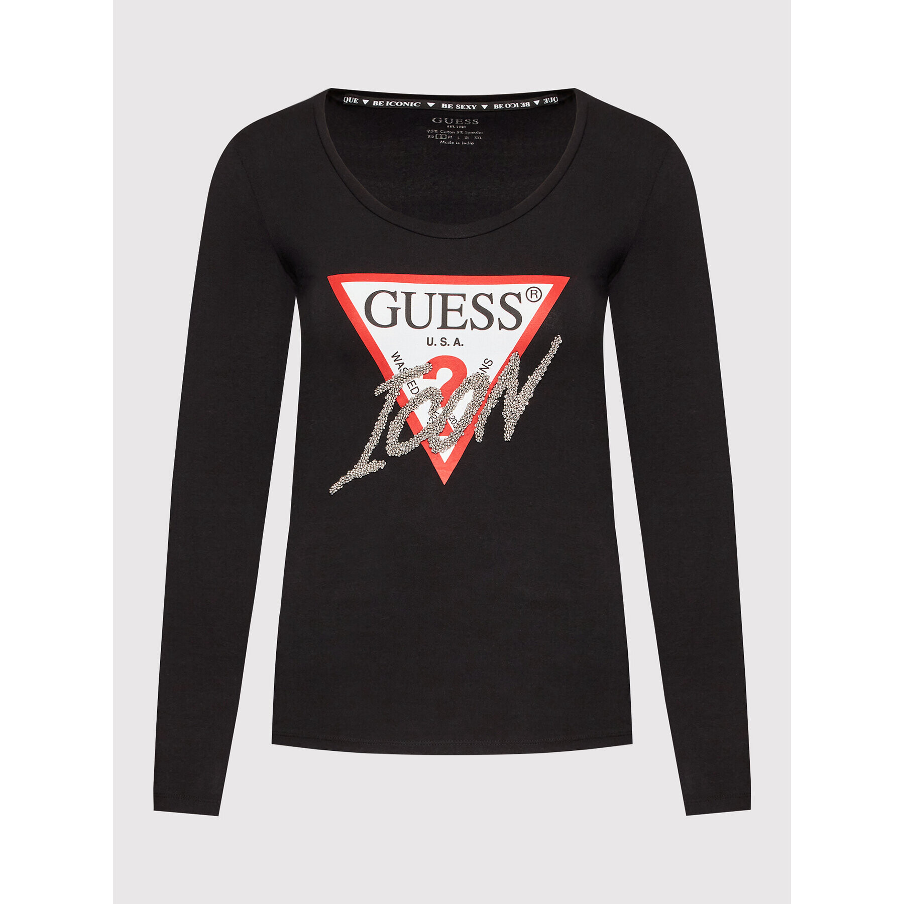 Guess Blúzka W2YI47 J1311 Čierna Slim Fit - Pepit.sk