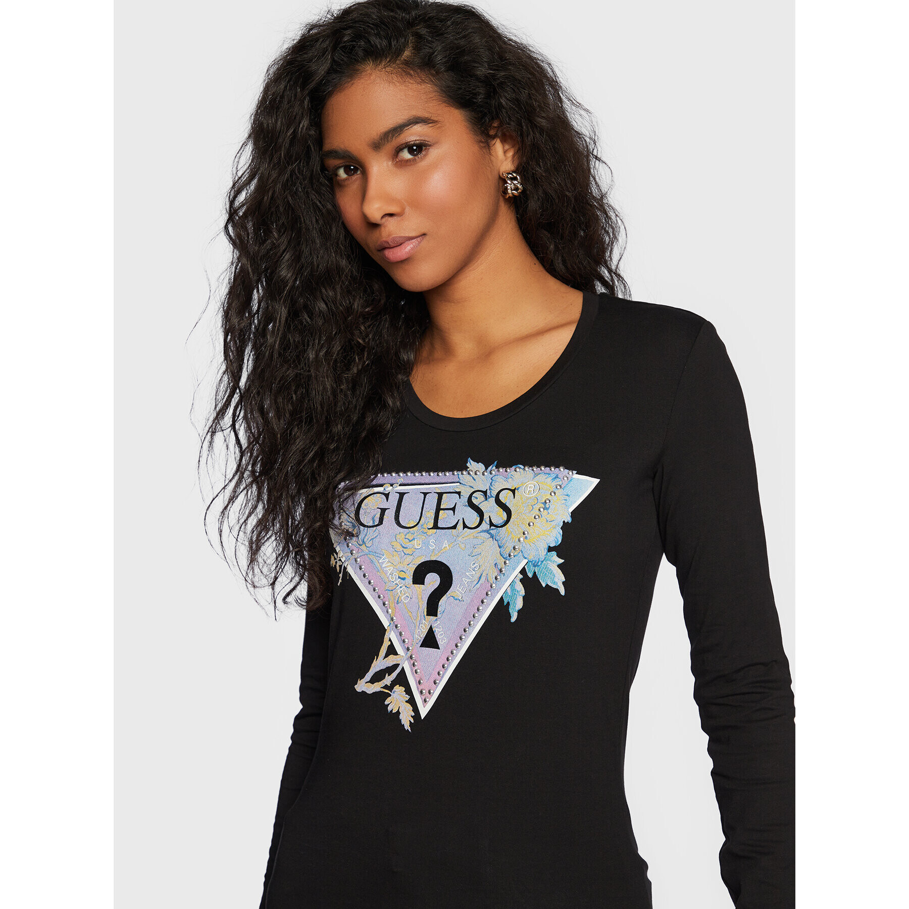 Guess Blúzka W3RI48 J1314 Čierna Regular Fit - Pepit.sk