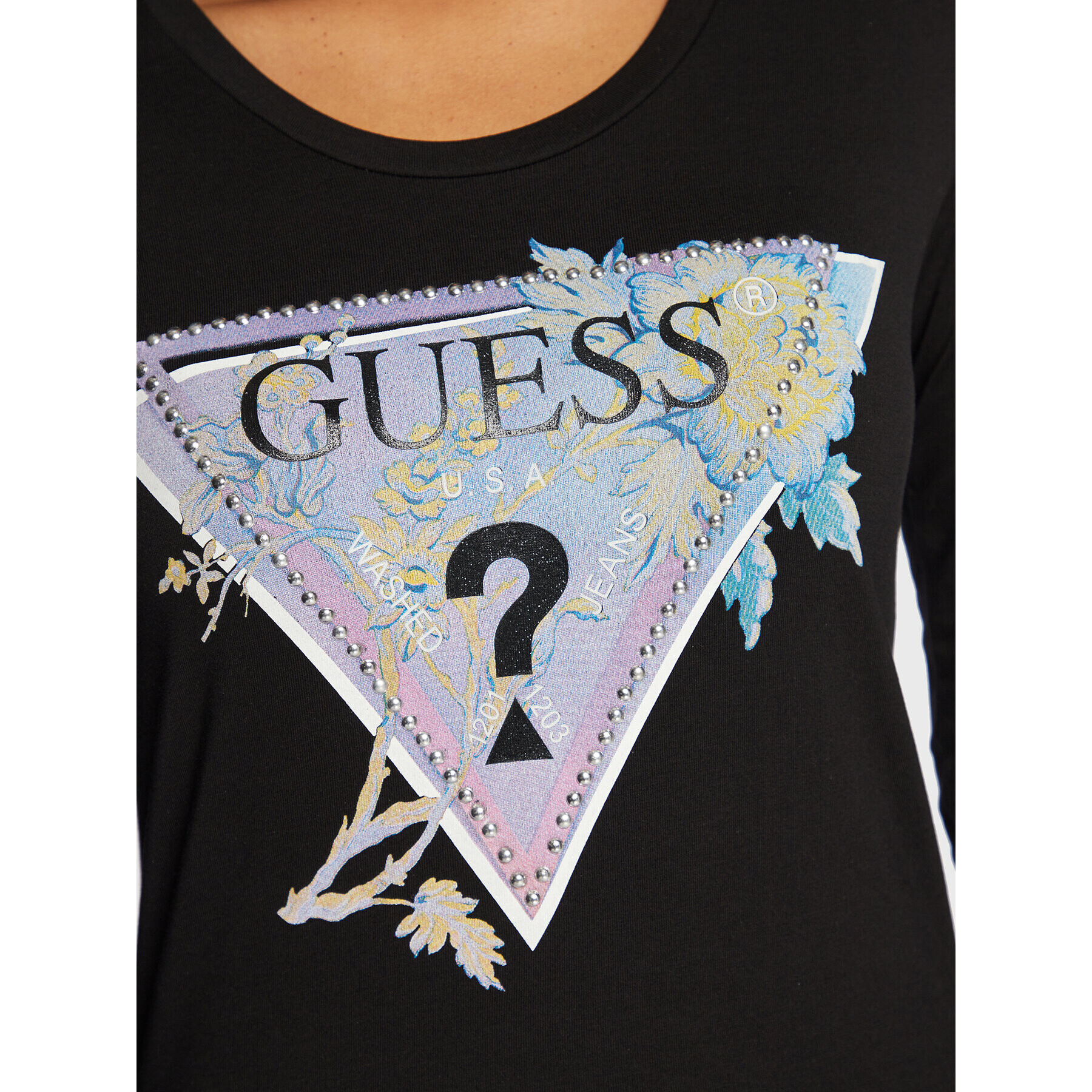 Guess Blúzka W3RI48 J1314 Čierna Regular Fit - Pepit.sk