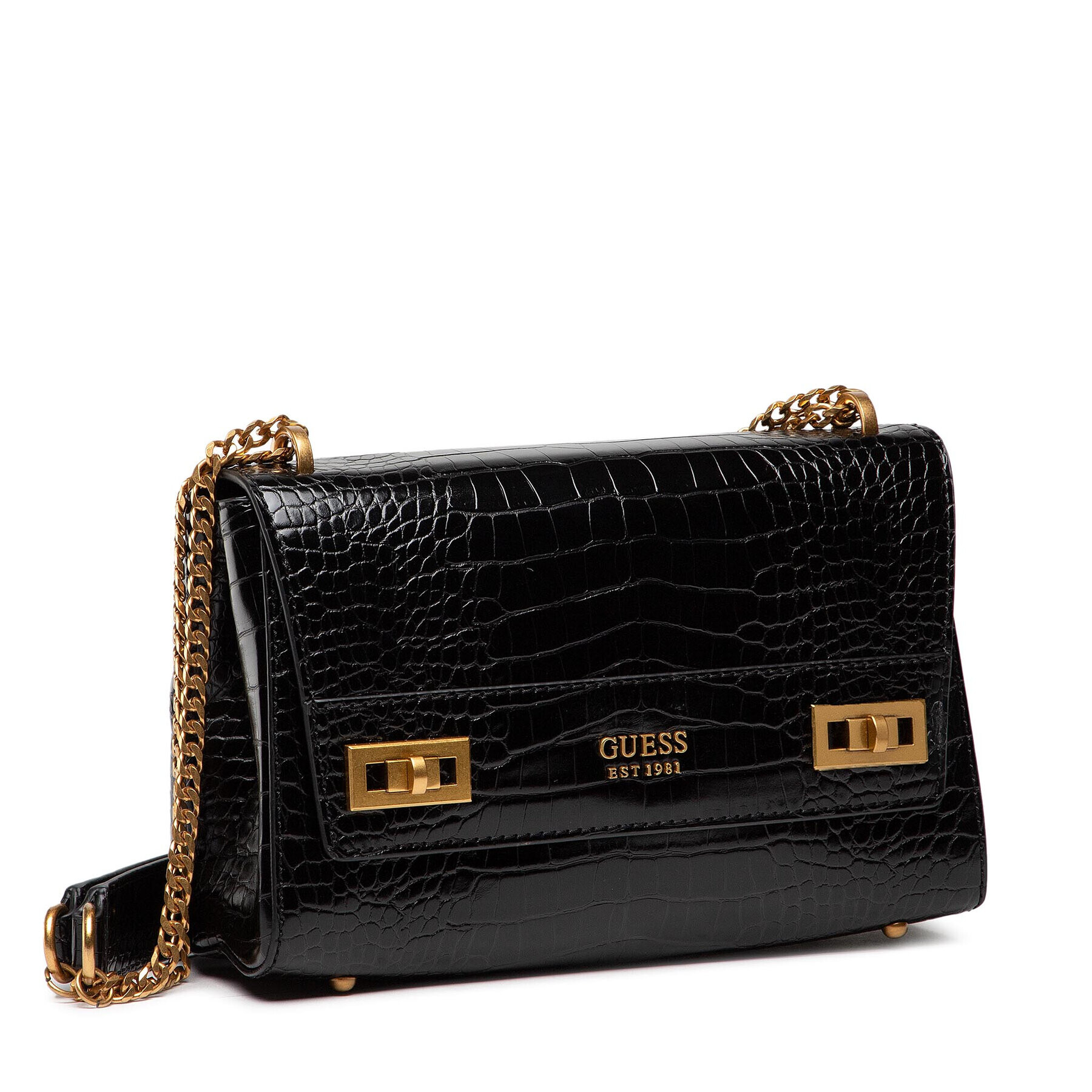 Guess Kabelka Katey Croc Flap Shoulder Bag HWCB8494190 Čierna - Pepit.sk