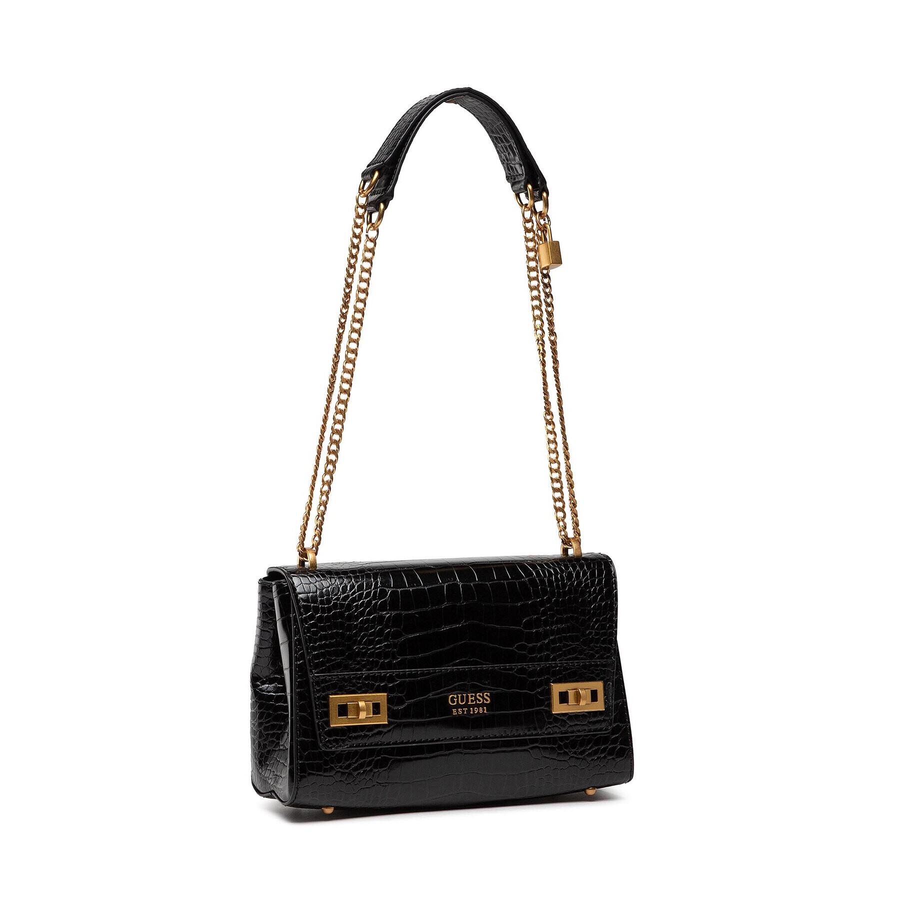 Guess Kabelka Katey Croc Flap Shoulder Bag HWCB8494190 Čierna - Pepit.sk