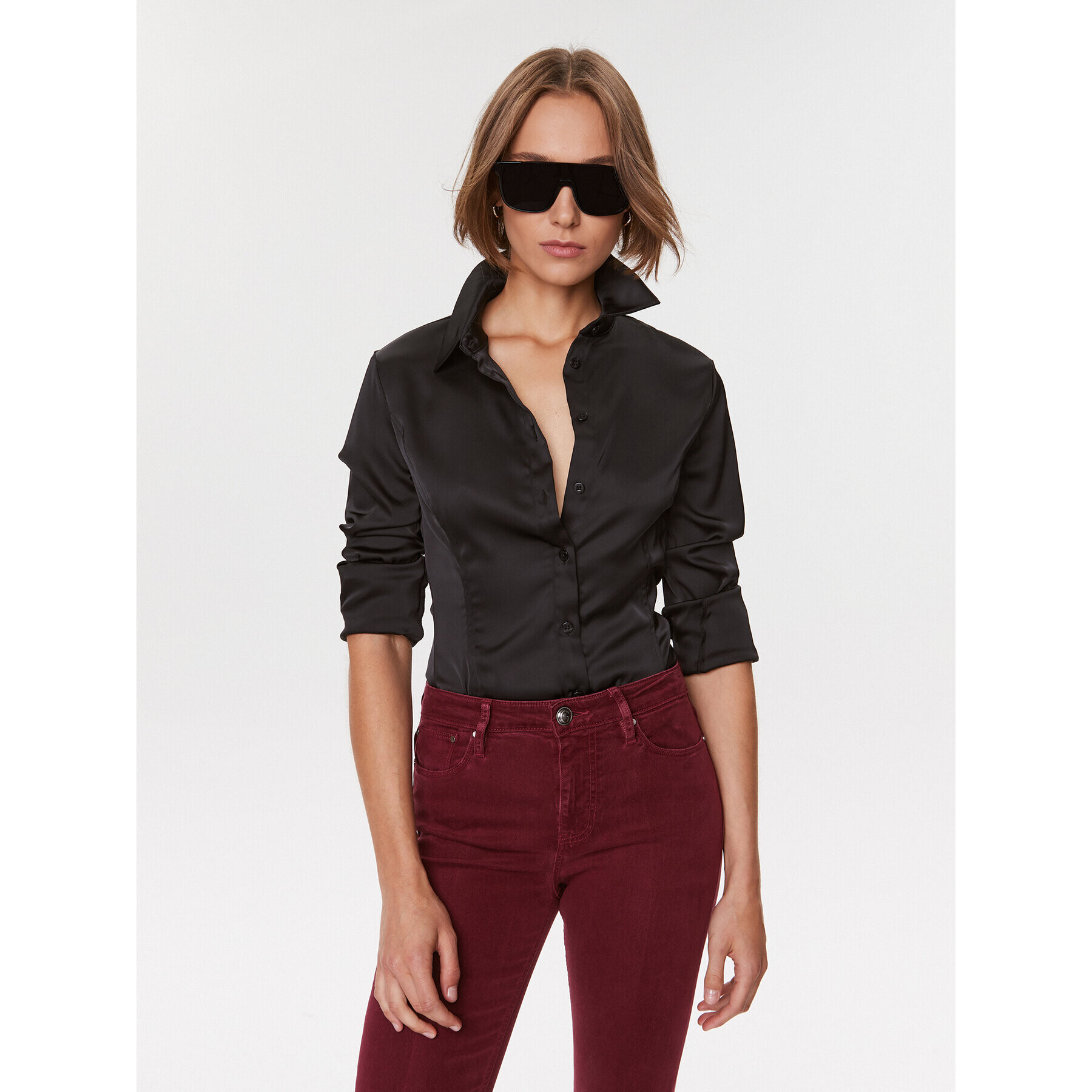 Guess Košeľa Fernanda W3BH66 WFQC2 Čierna Slim Fit - Pepit.sk