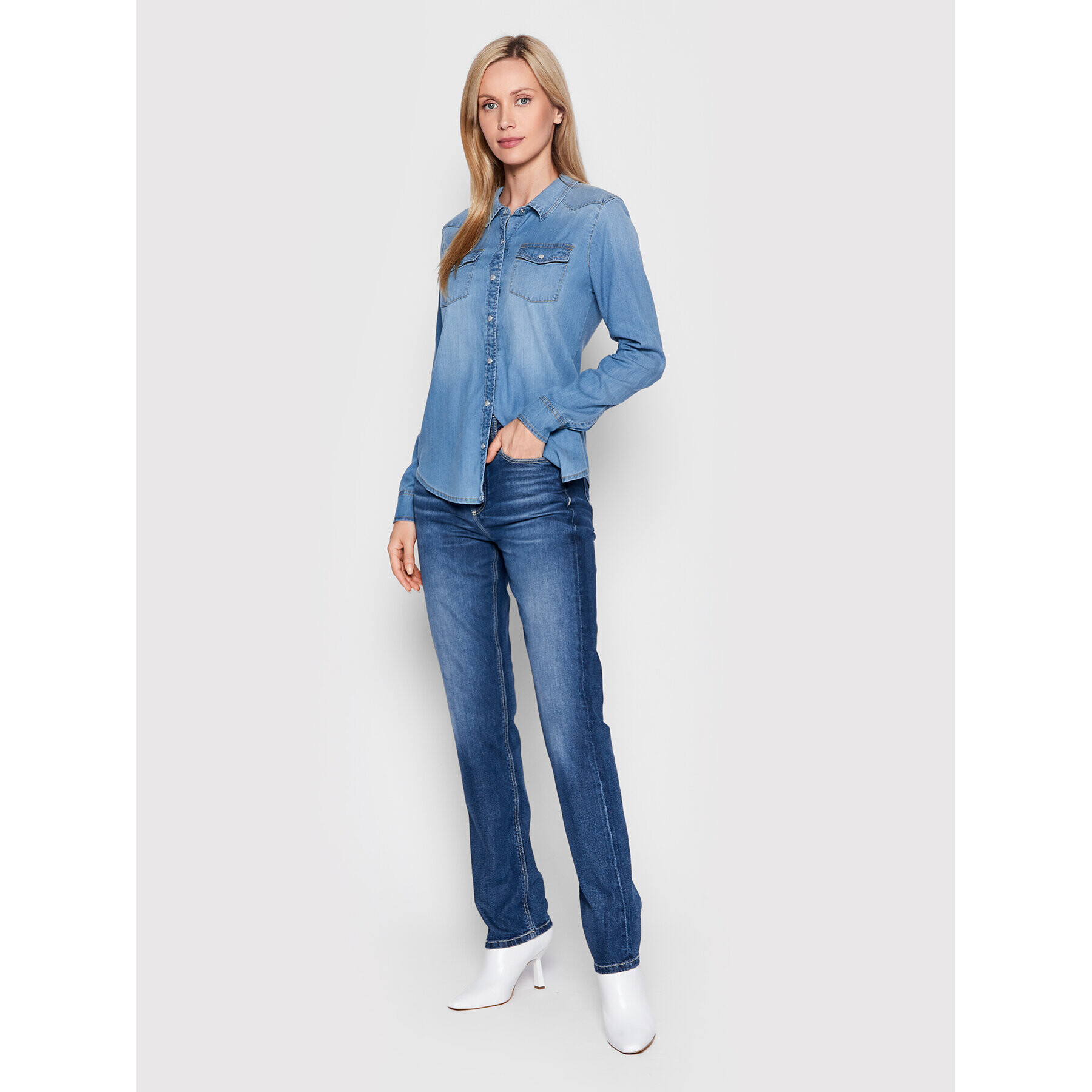 Guess Košeľa W2GH75 D4NA1 Modrá Slim Fit - Pepit.sk