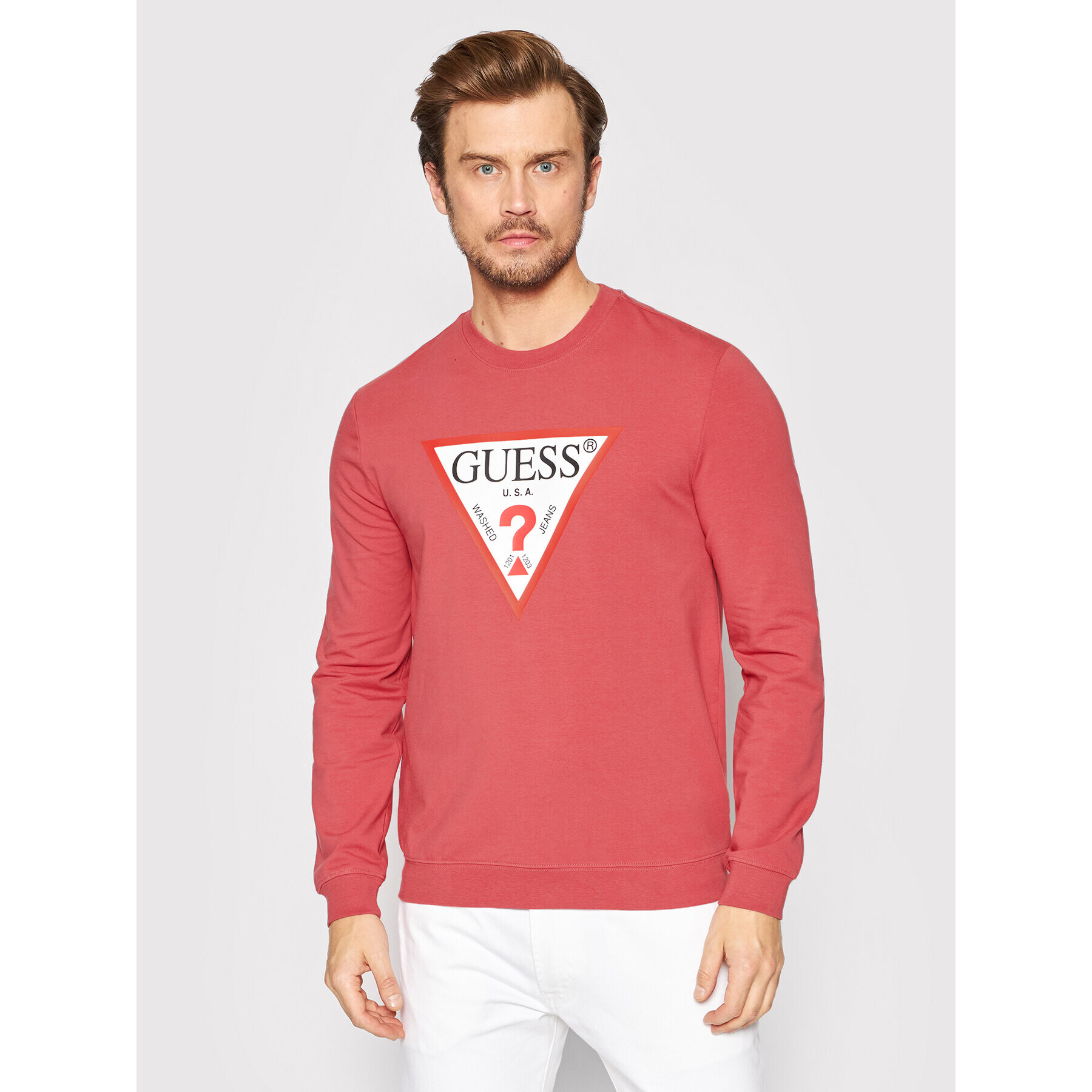 Guess Mikina Audley M2YQ37 K6ZS1 Červená Slim Fit - Pepit.sk