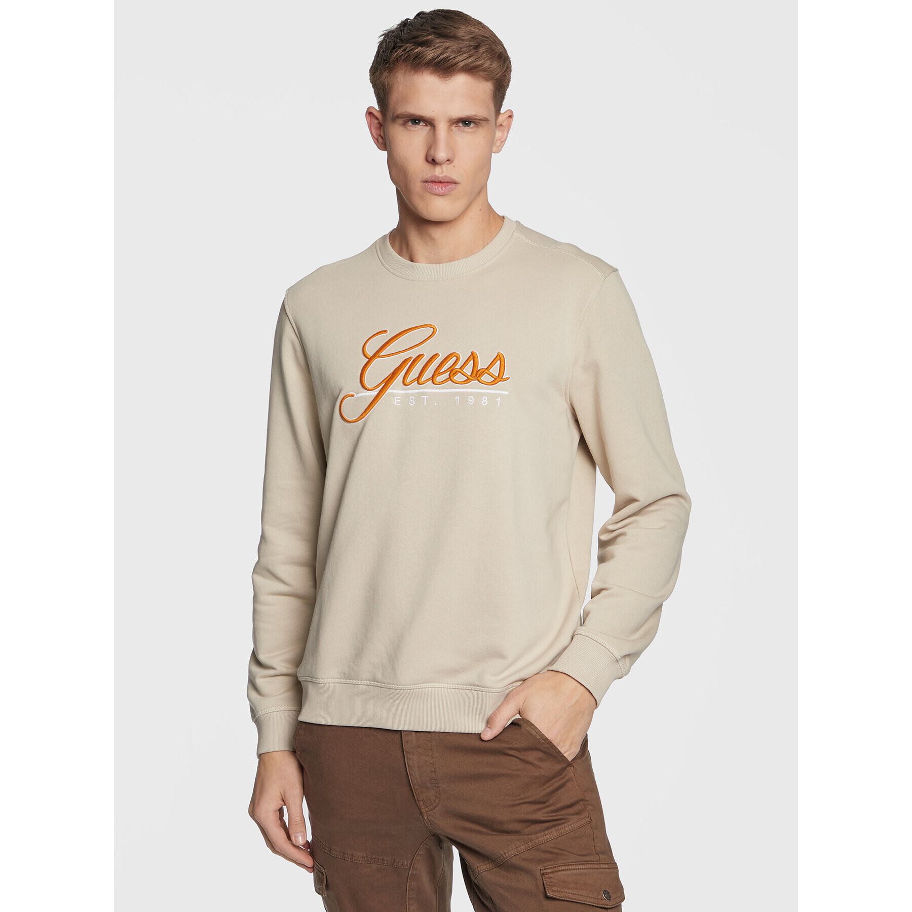 Guess Mikina Beau M3GQ08 KBK32 Béžová Slim Fit - Pepit.sk