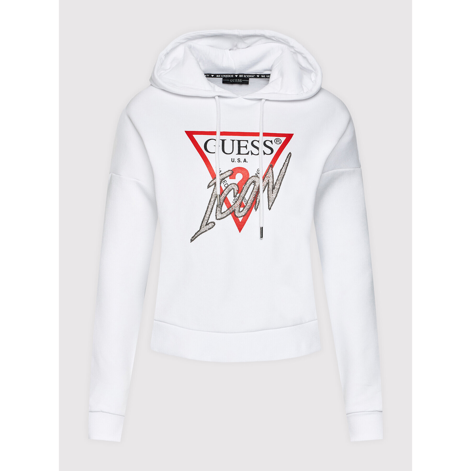 Guess Mikina Iconic W1BQ09K68I1 Biela Regular Fit - Pepit.sk