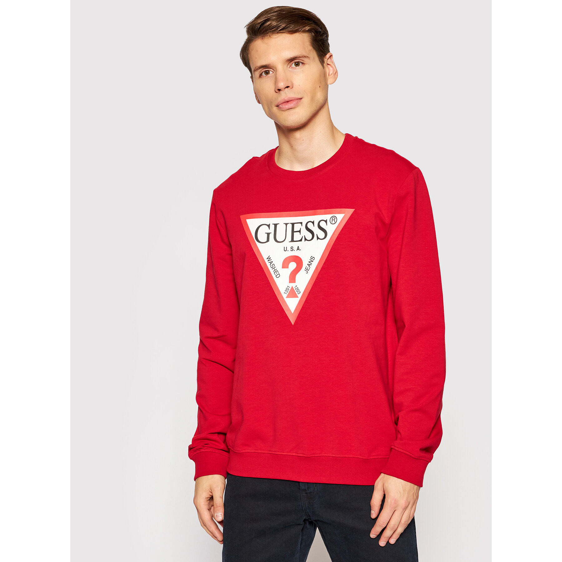 Guess Mikina M1RQ37 K6ZS1 Červená Slim Fit - Pepit.sk