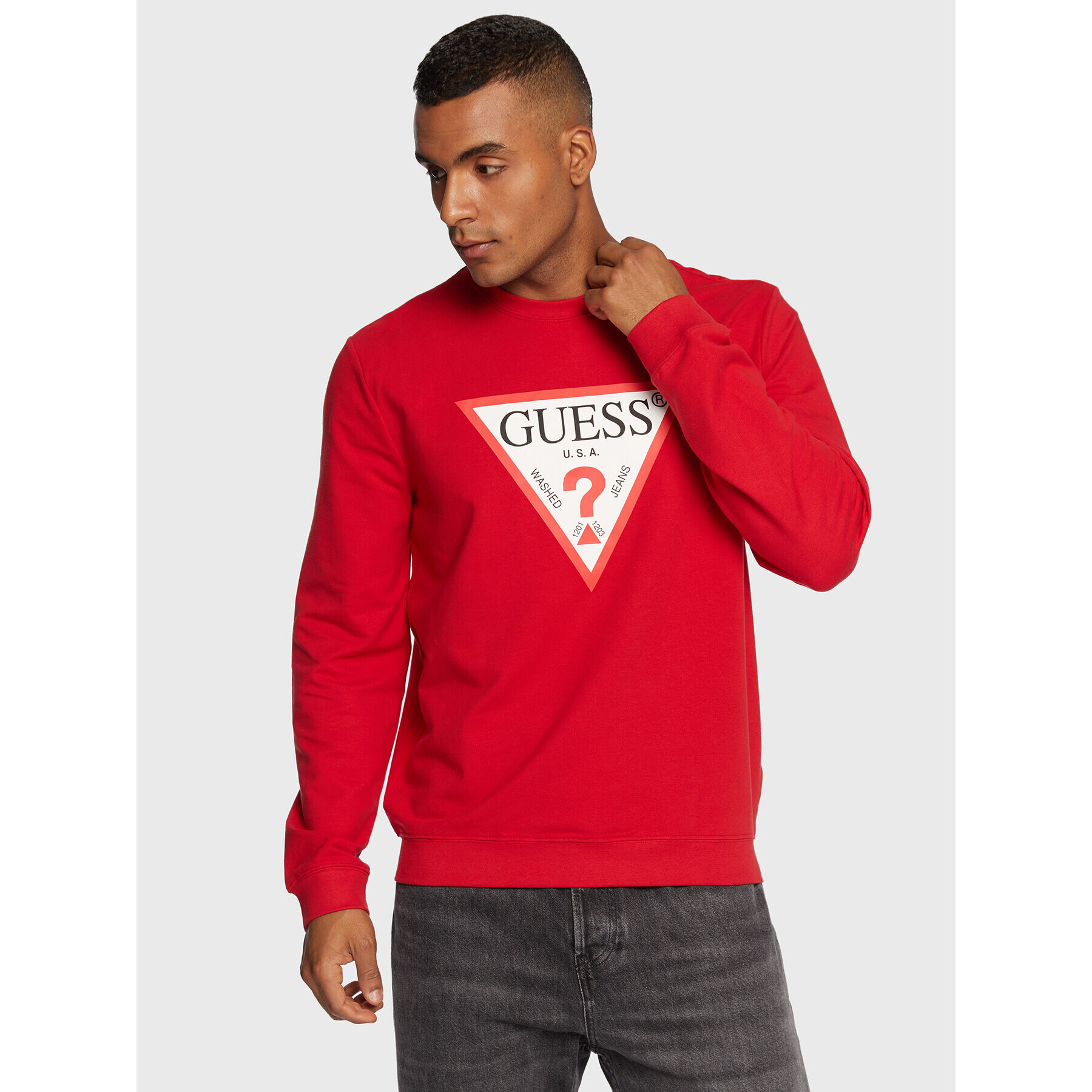 Guess Mikina M2YQ37 K6ZS1 Červená Slim Fit - Pepit.sk