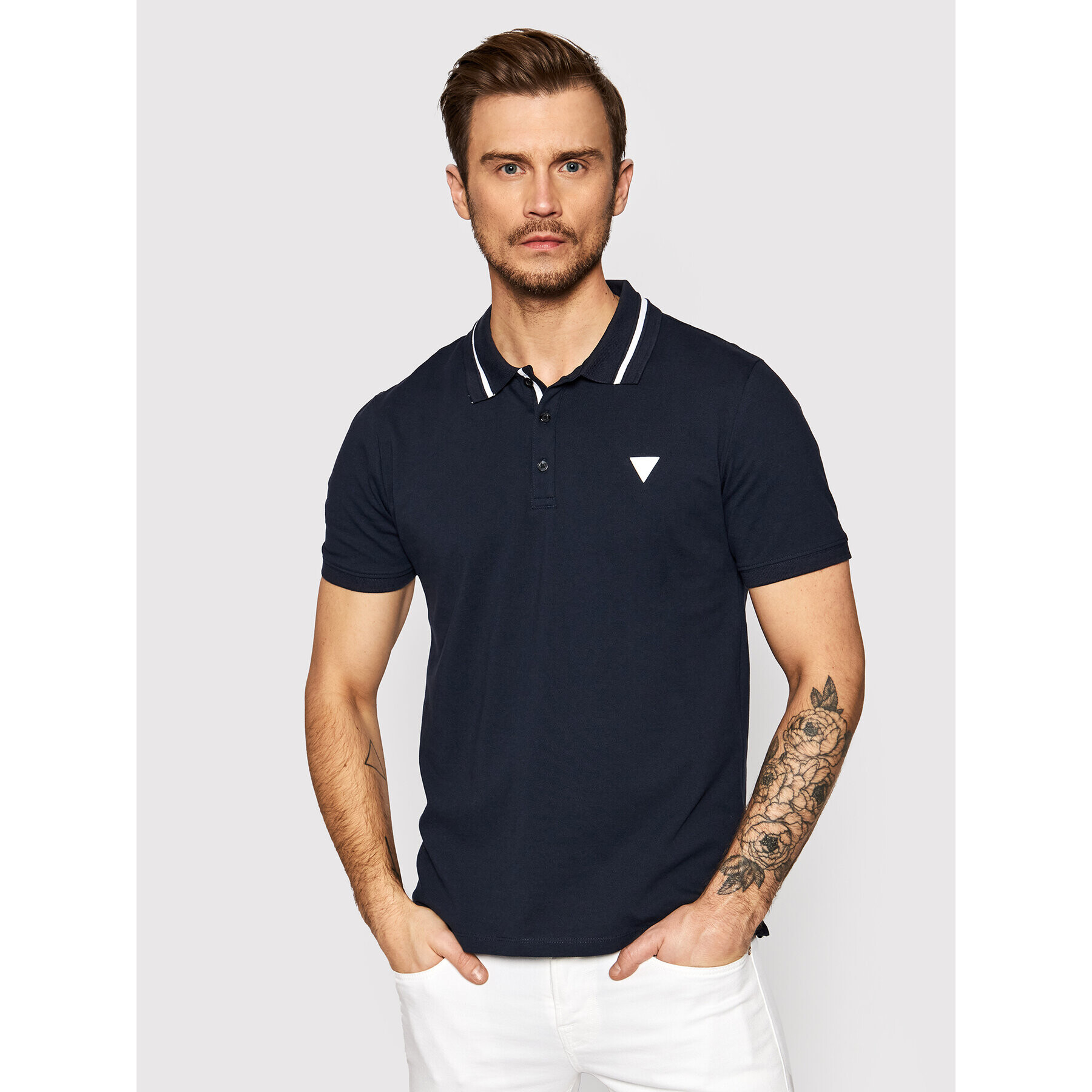 Guess Polokošeľa Lyle M2RP60 K7O61 Tmavomodrá Slim Fit - Pepit.sk