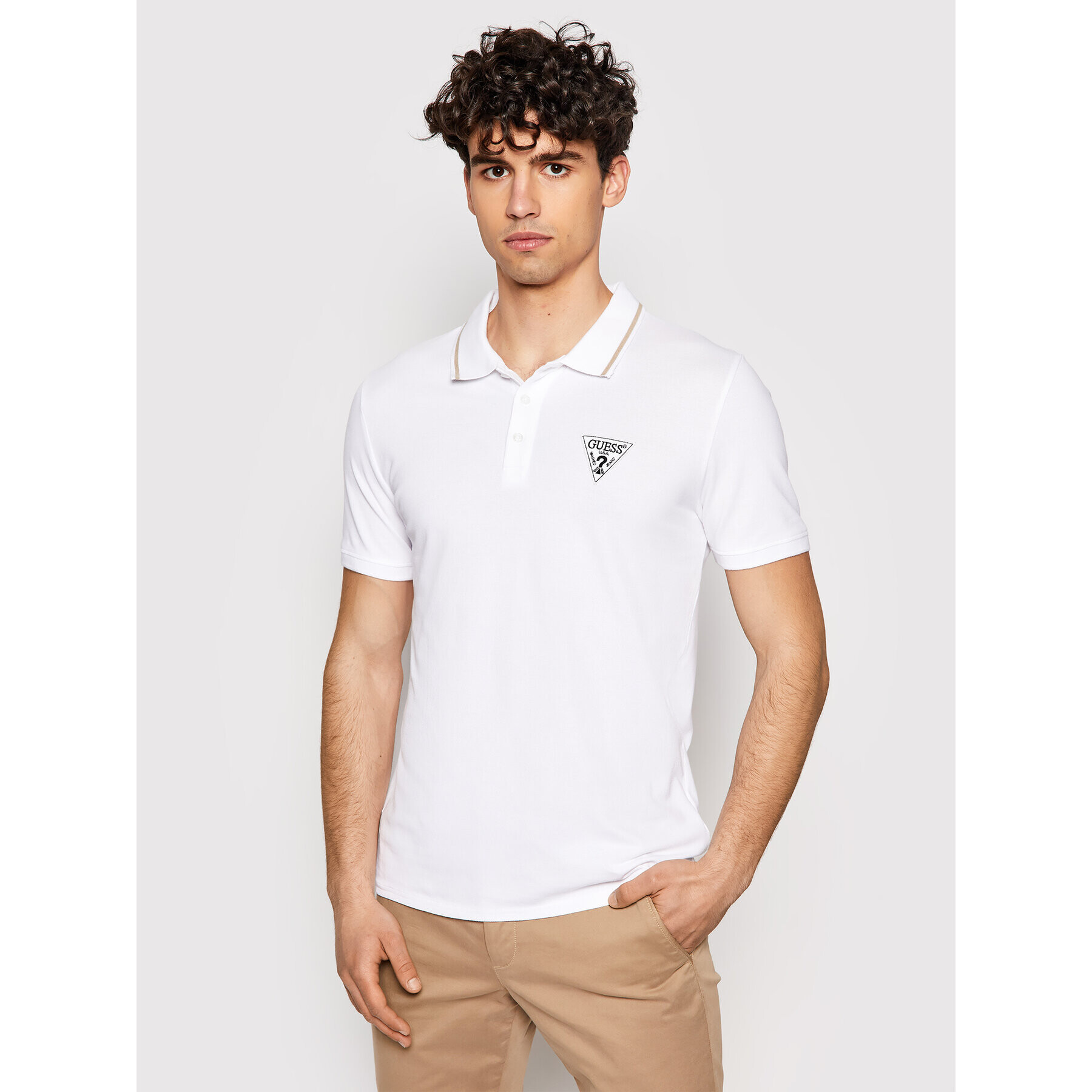 Guess Polokošeľa M1GP54 K9WF1 Biela Slim Fit - Pepit.sk