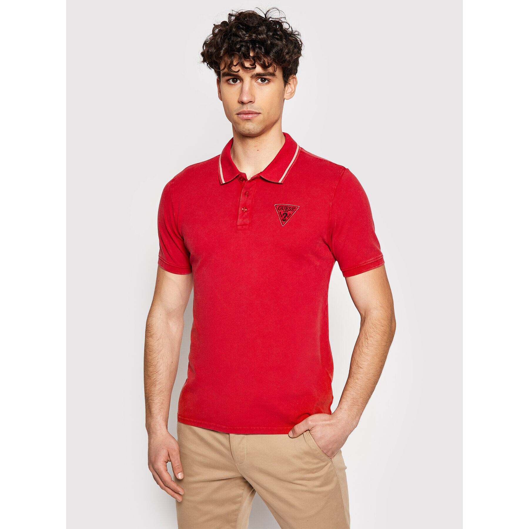 Guess Polokošeľa M1GP54 K9WF1 Červená Slim Fit - Pepit.sk