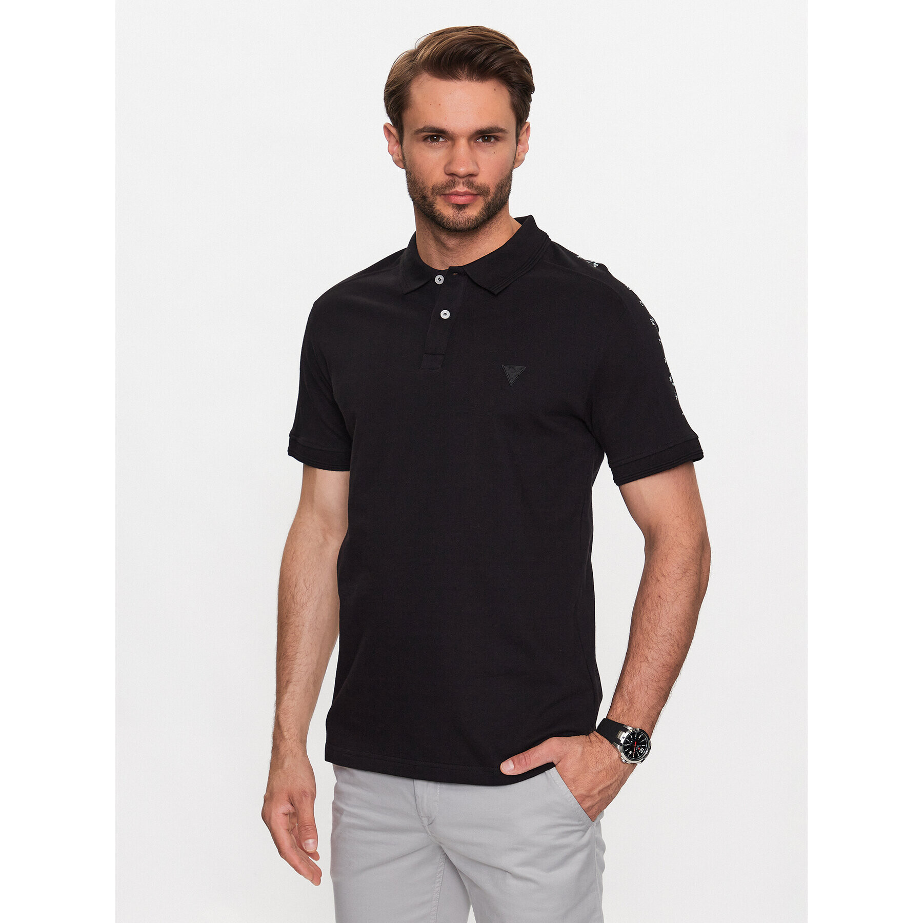 Guess Polokošeľa M3YP01 K7O64 Čierna Slim Fit - Pepit.sk