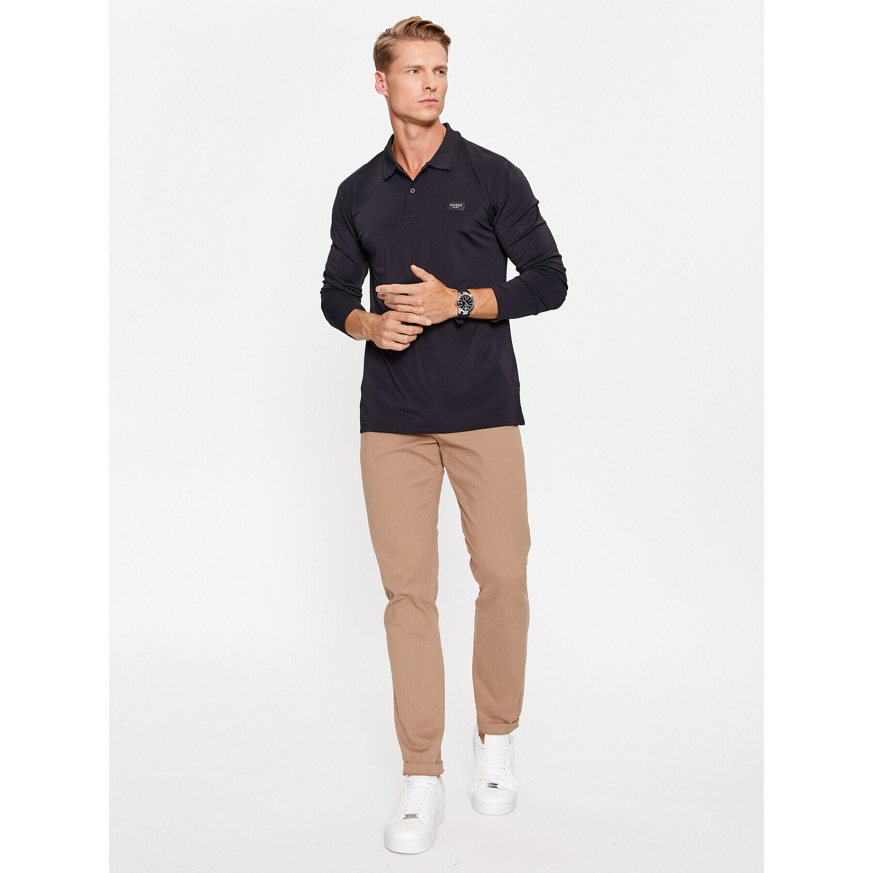 Guess Polokošeľa M3YP13 KBS60 Čierna Slim Fit - Pepit.sk