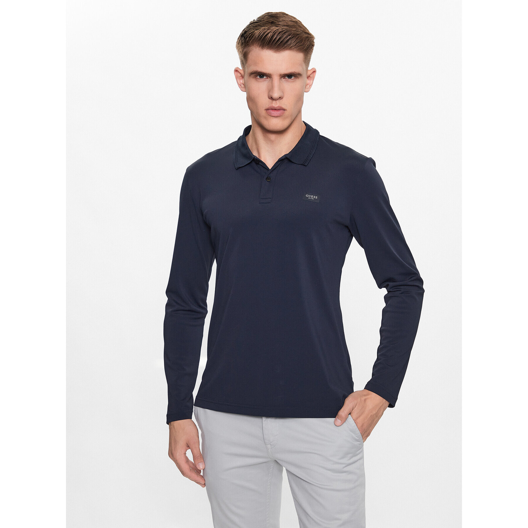 Guess Polokošeľa M3YP13 KBS60 Modrá Slim Fit - Pepit.sk