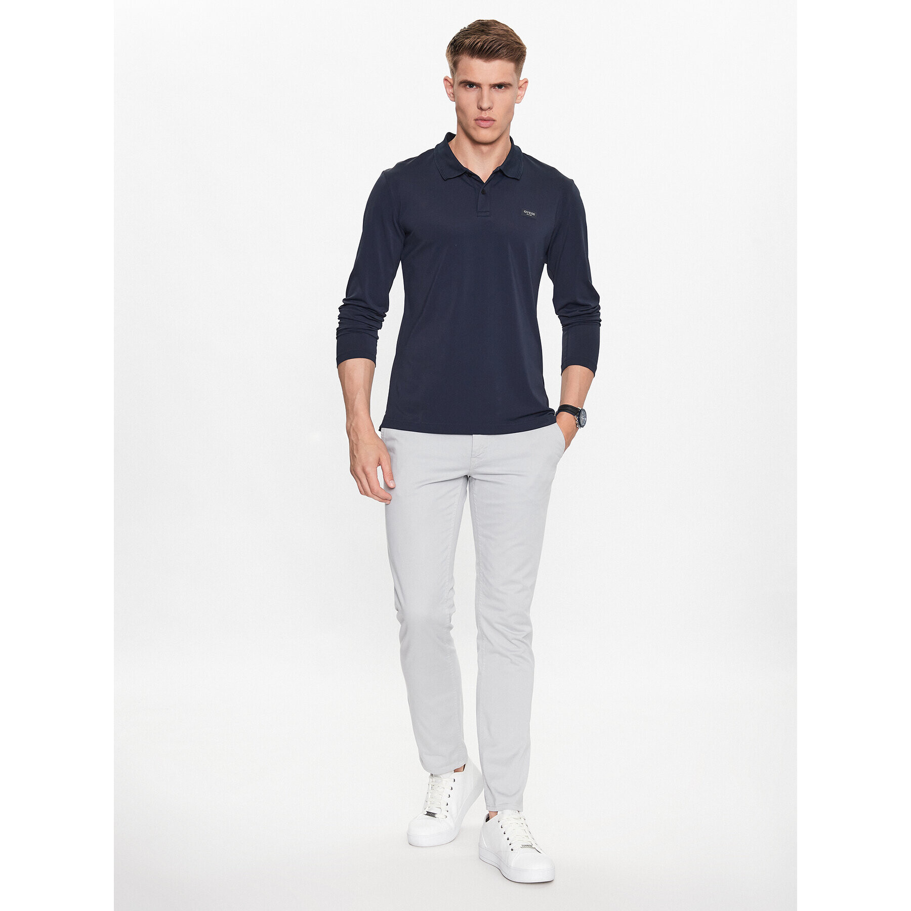 Guess Polokošeľa M3YP13 KBS60 Modrá Slim Fit - Pepit.sk