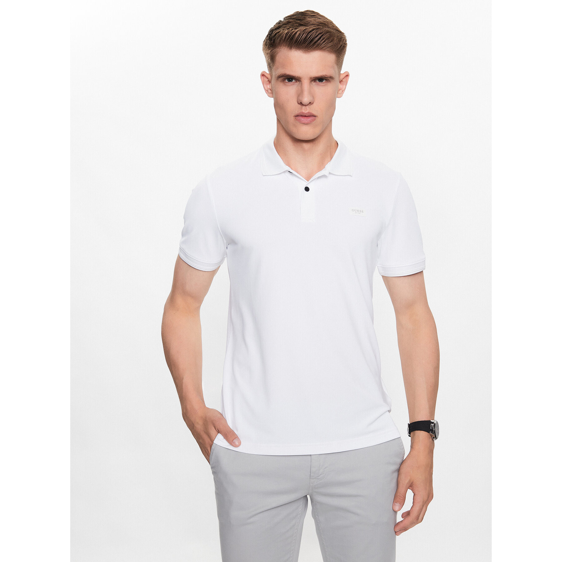 Guess Polokošeľa M3YP35 KBS60 Biela Slim Fit - Pepit.sk