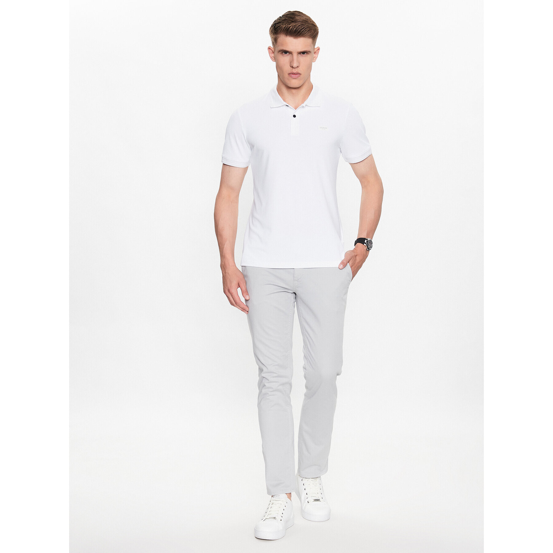 Guess Polokošeľa M3YP35 KBS60 Biela Slim Fit - Pepit.sk