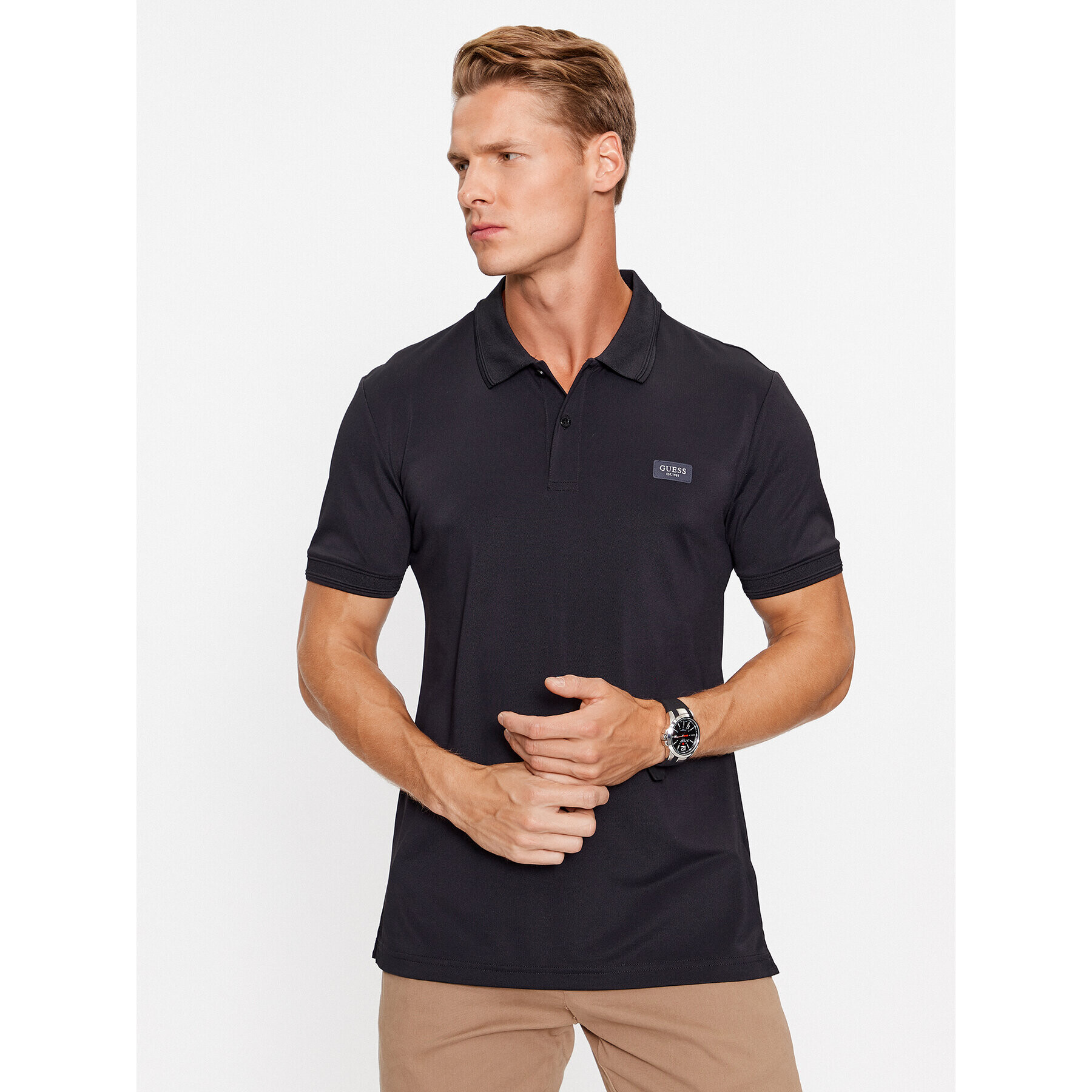 Guess Polokošeľa M3YP35 KBS60 Čierna Slim Fit - Pepit.sk