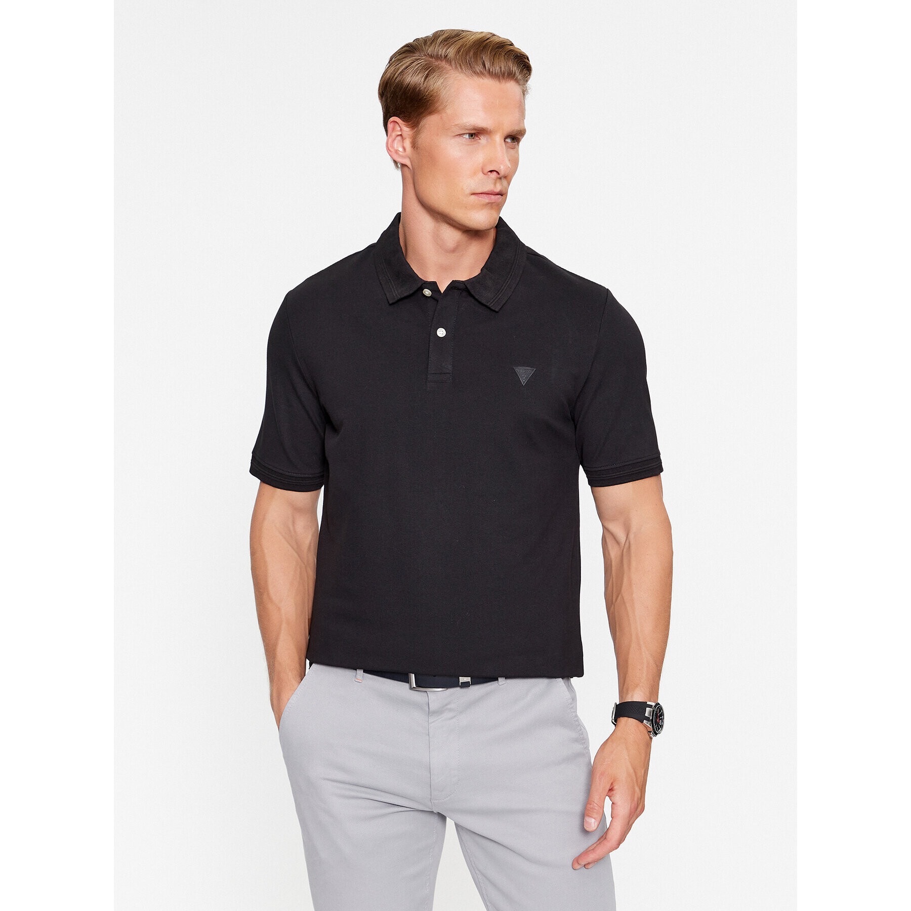 Guess Polokošeľa M3YP60 K7O64 Čierna Slim Fit - Pepit.sk