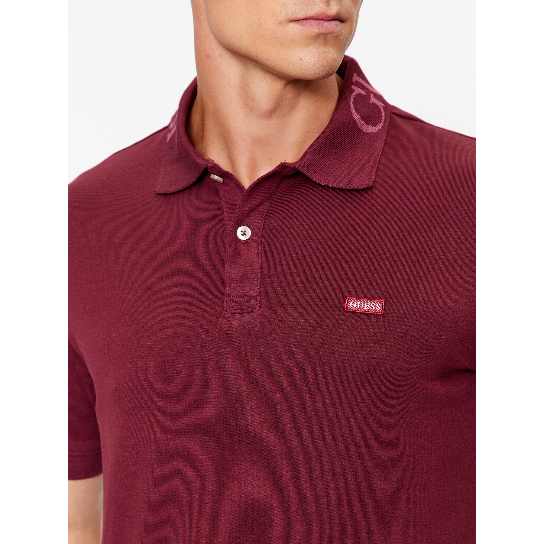 Guess Polokošeľa Nolan M3YP66 KBL51 Bordová Slim Fit - Pepit.sk