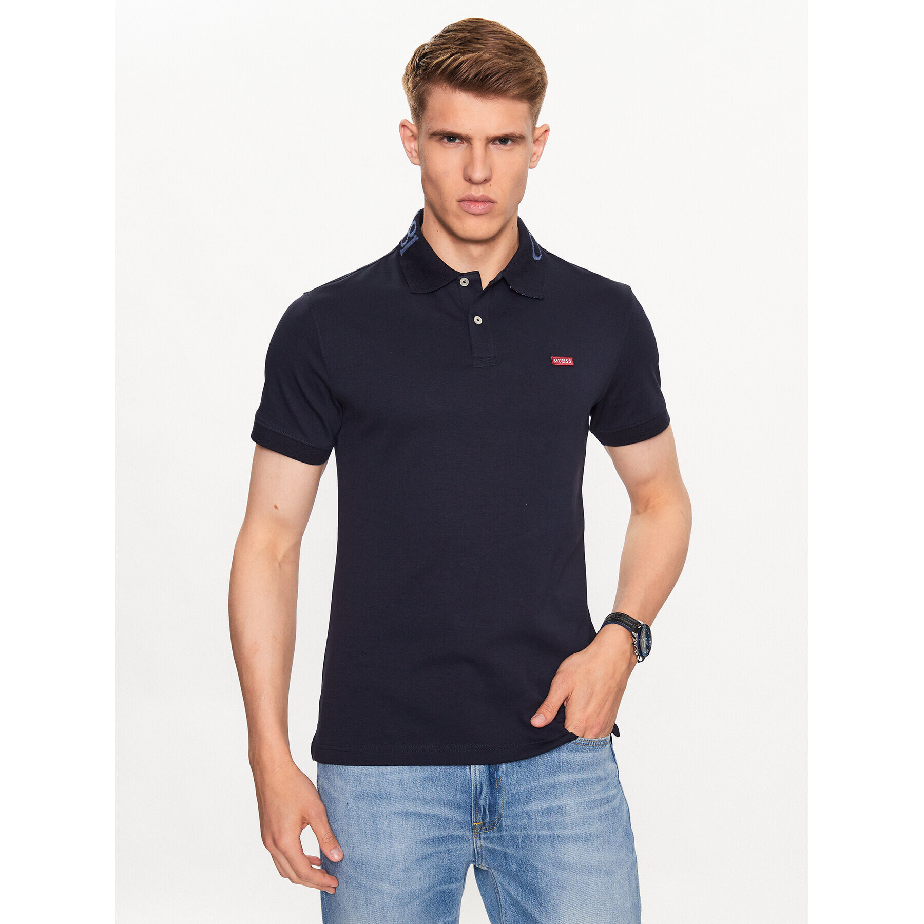 Guess Polokošeľa Nolan M3YP66 KBL51 Tmavomodrá Slim Fit - Pepit.sk