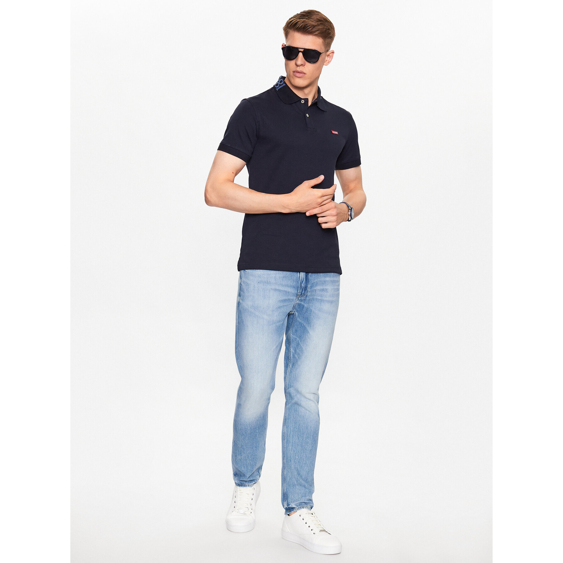 Guess Polokošeľa Nolan M3YP66 KBL51 Tmavomodrá Slim Fit - Pepit.sk