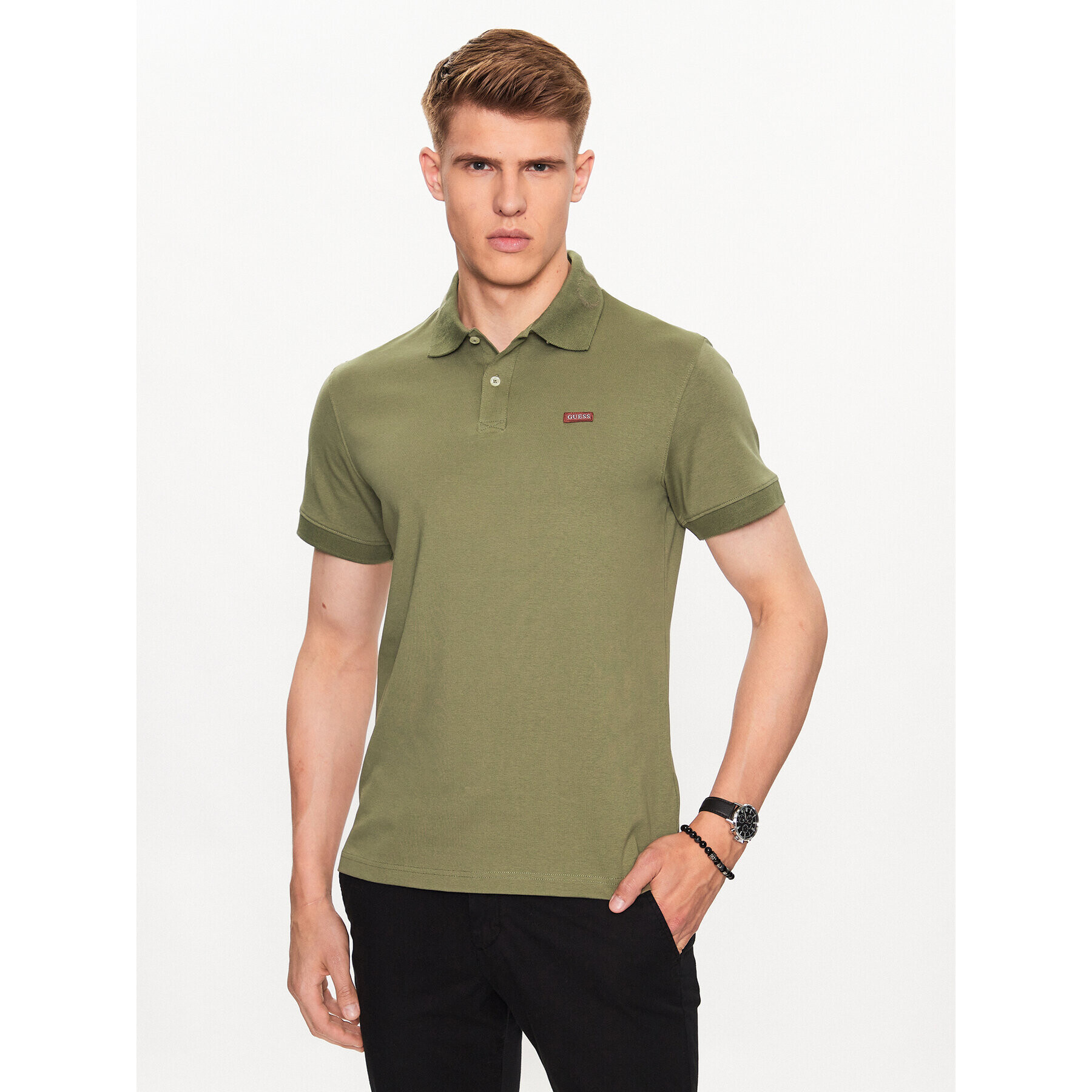 Guess Polokošeľa Nolan M3YP66 KBL51 Zelená Slim Fit - Pepit.sk