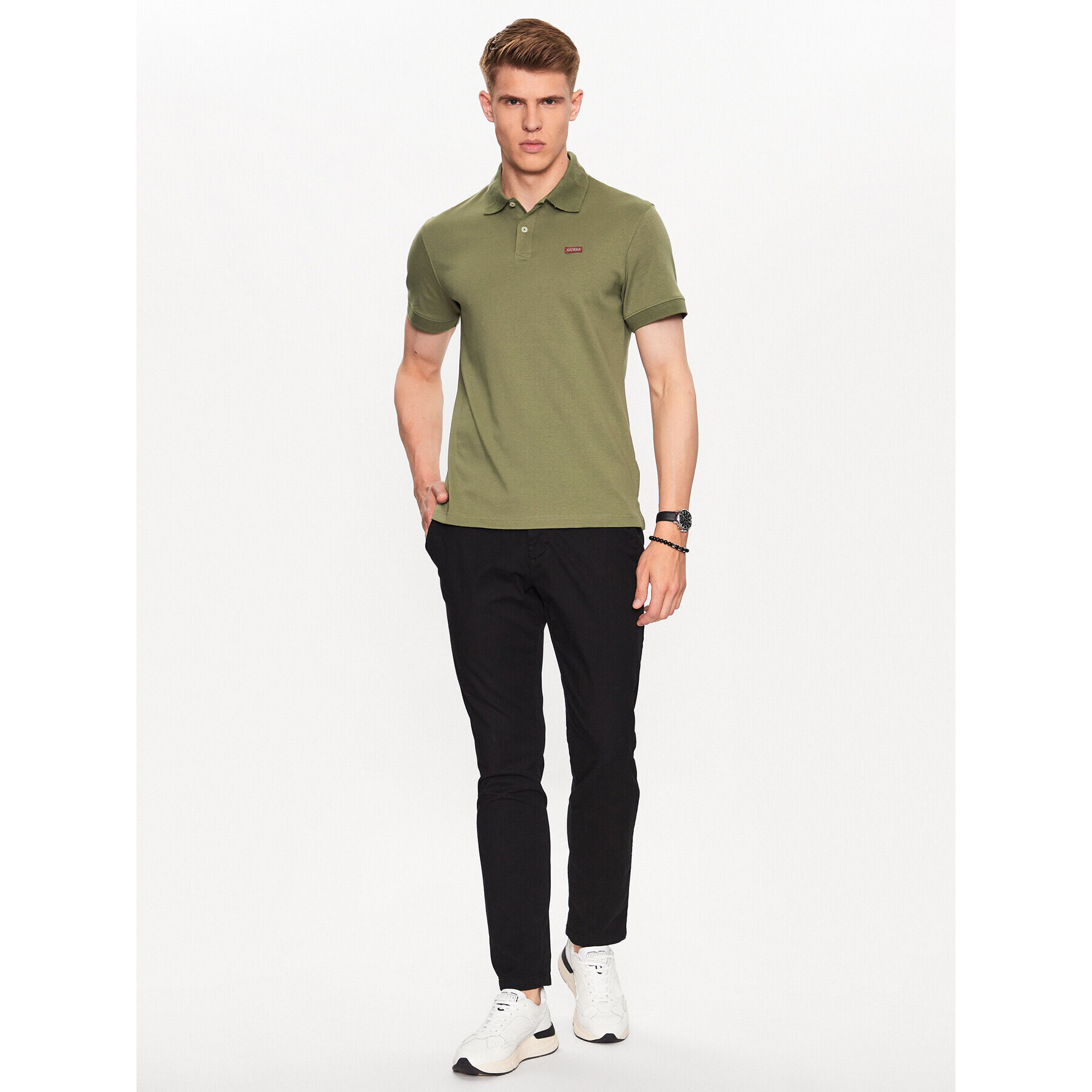 Guess Polokošeľa Nolan M3YP66 KBL51 Zelená Slim Fit - Pepit.sk