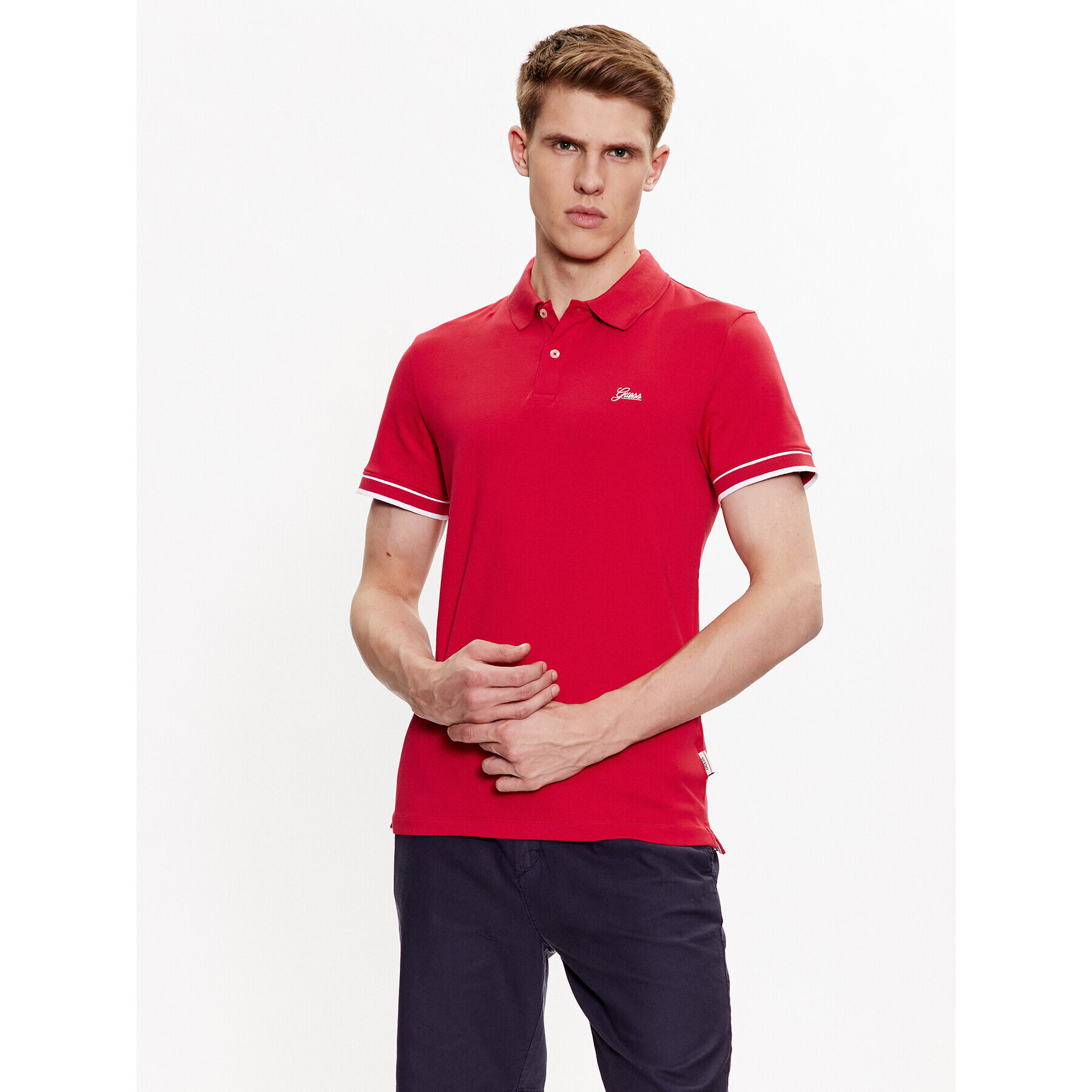 Guess Polokošeľa Oliver M3GP66 KBL51 Bordová Slim Fit - Pepit.sk