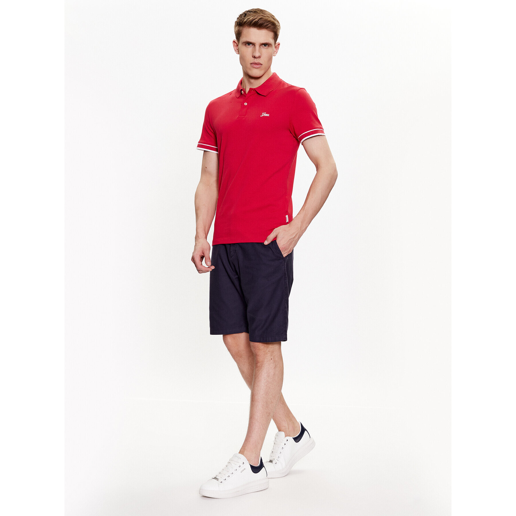 Guess Polokošeľa Oliver M3GP66 KBL51 Bordová Slim Fit - Pepit.sk