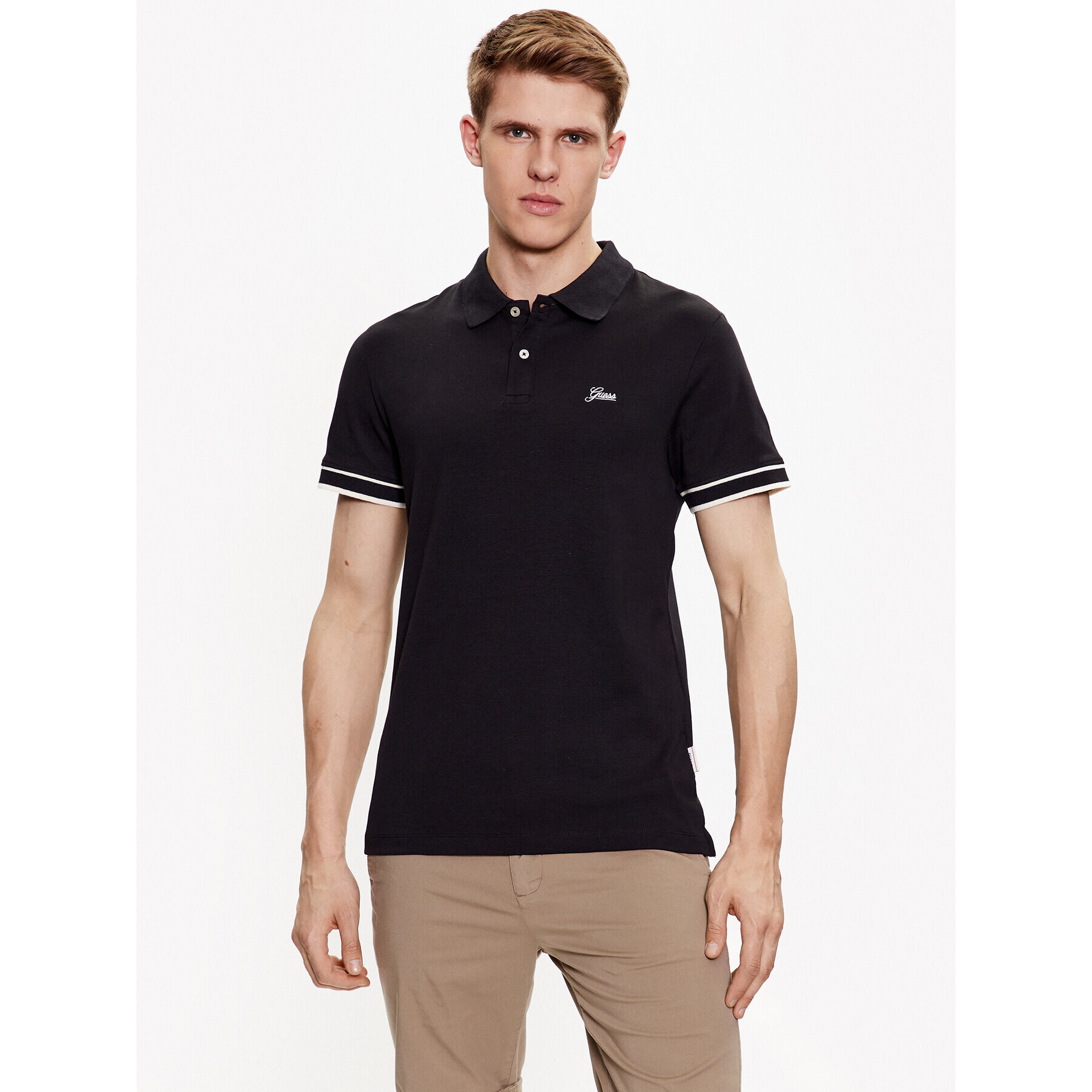 Guess Polokošeľa Oliver M3GP66 KBL51 Čierna Slim Fit - Pepit.sk