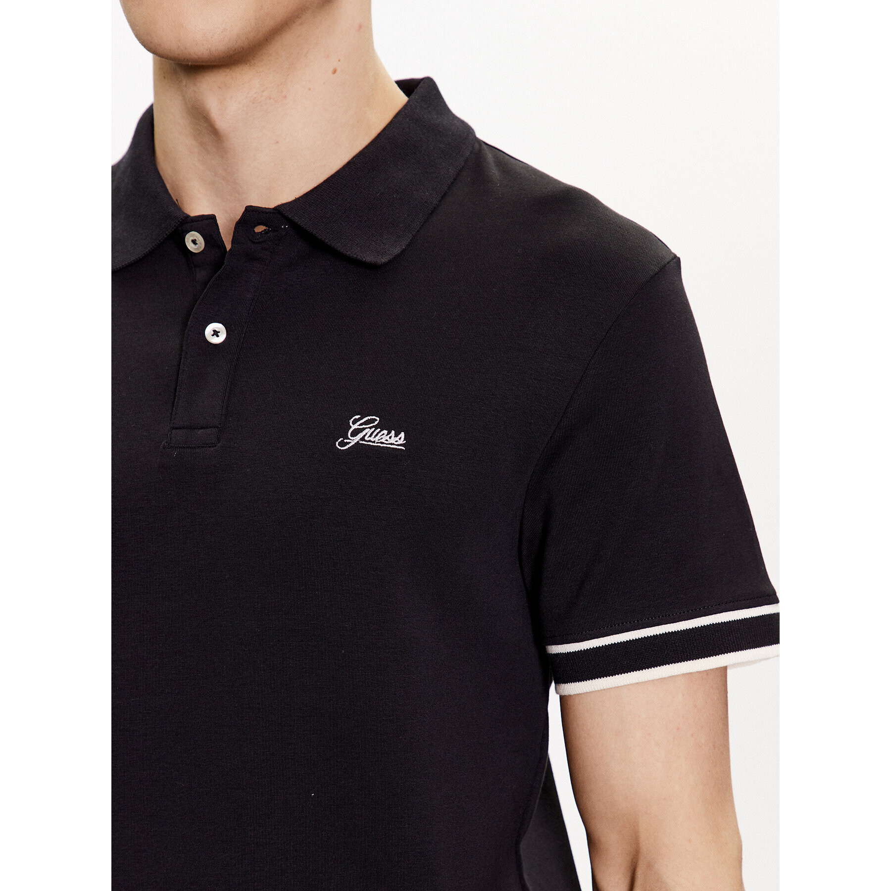 Guess Polokošeľa Oliver M3GP66 KBL51 Čierna Slim Fit - Pepit.sk