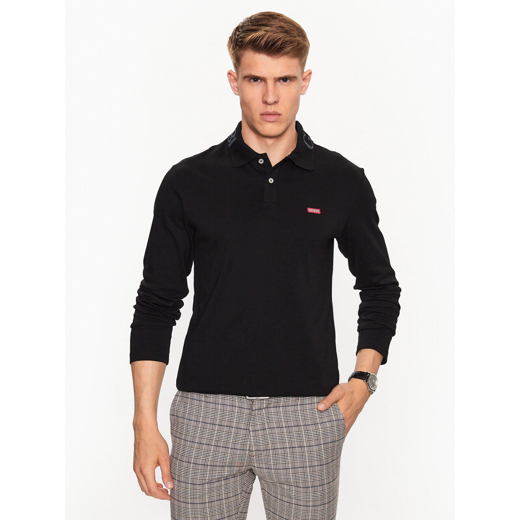 Guess Polokošeľa Oliver M3YP36 KBL51 Čierna Regular Fit - Pepit.sk