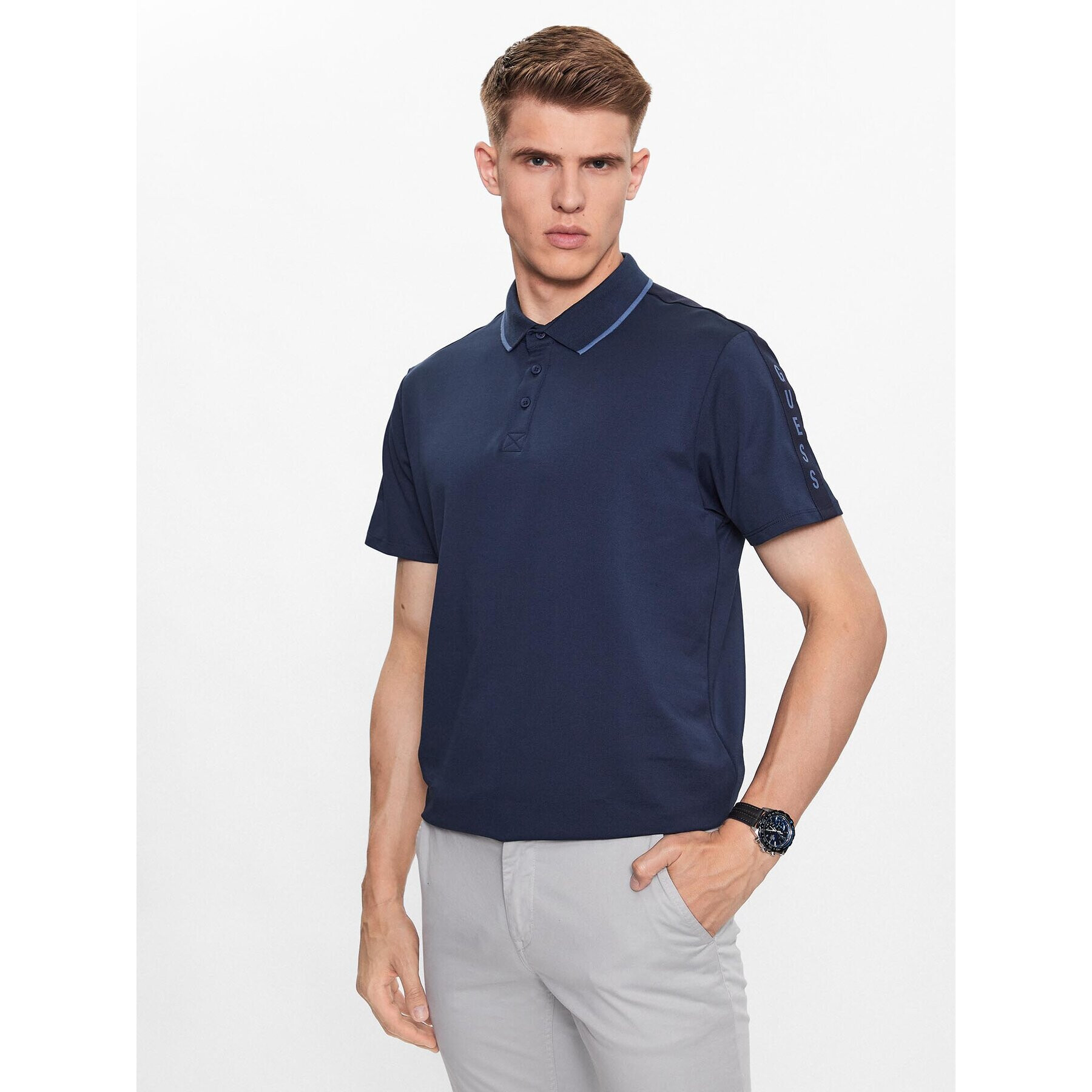 Guess Polokošeľa Paul M2YP25 KARS0 Tmavomodrá Regular Fit - Pepit.sk