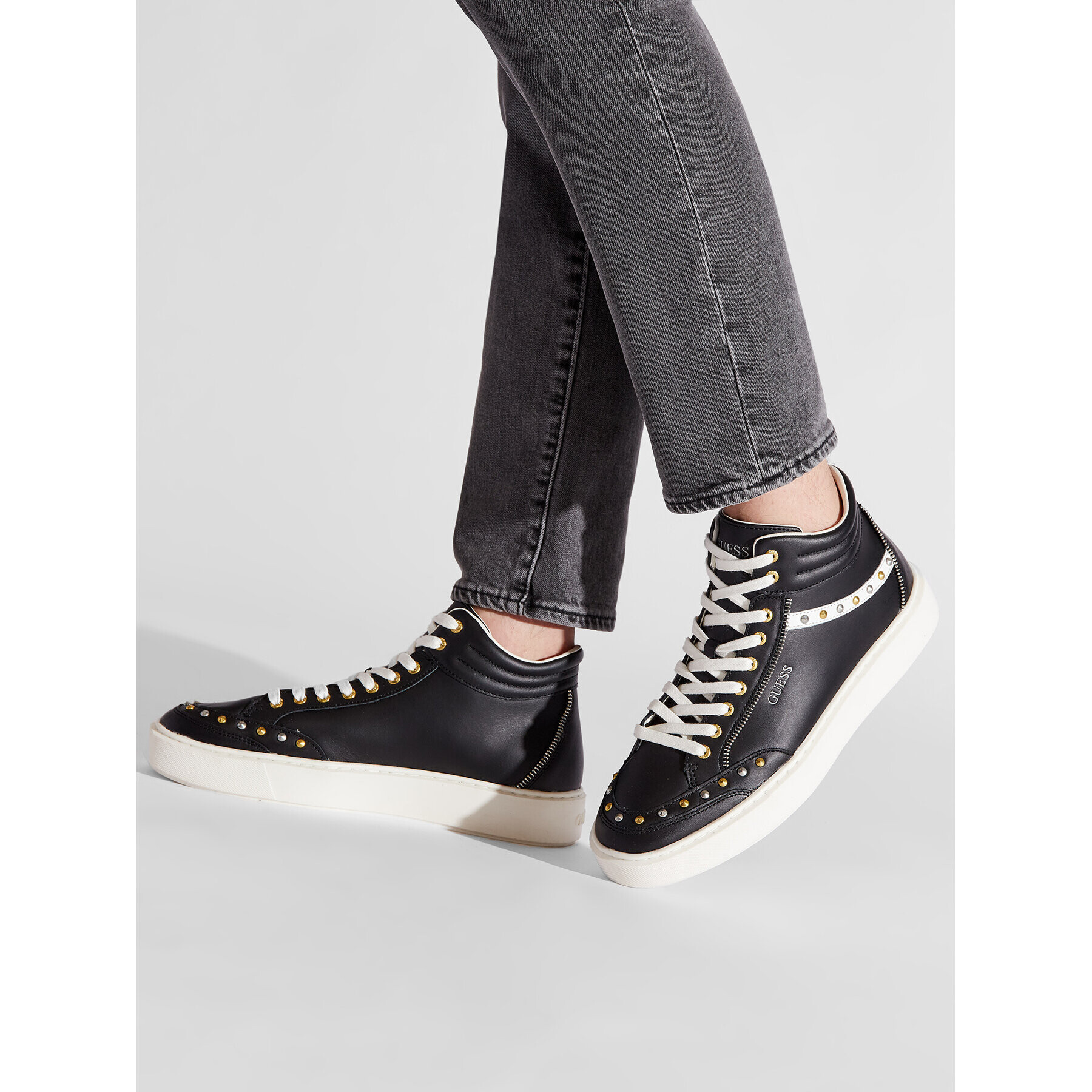 Guess Sneakersy Vice Mid Studs FM5VDS LEA12 Čierna - Pepit.sk