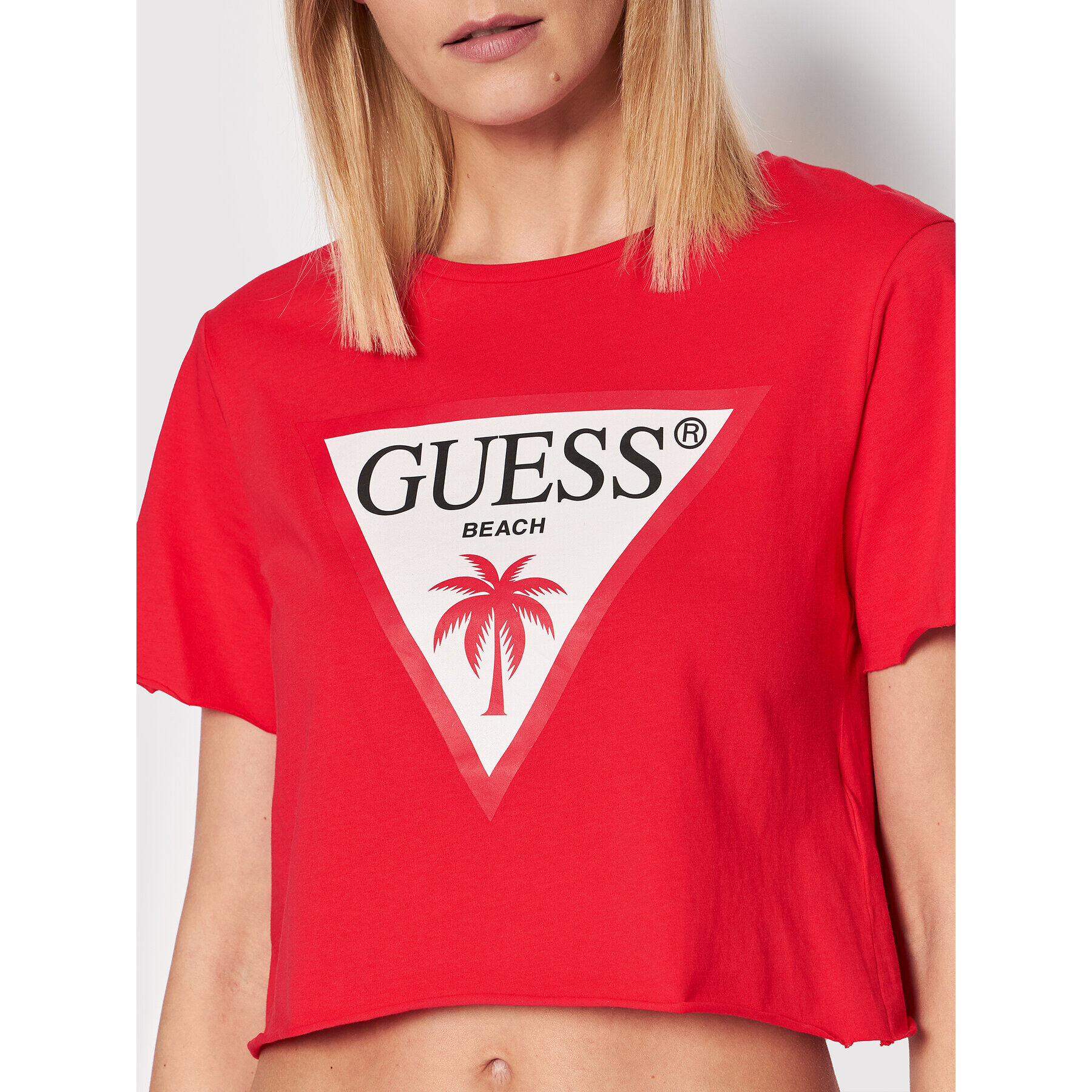 Guess Tričko E02I01 K8FY0 Červená Regular Fit - Pepit.sk