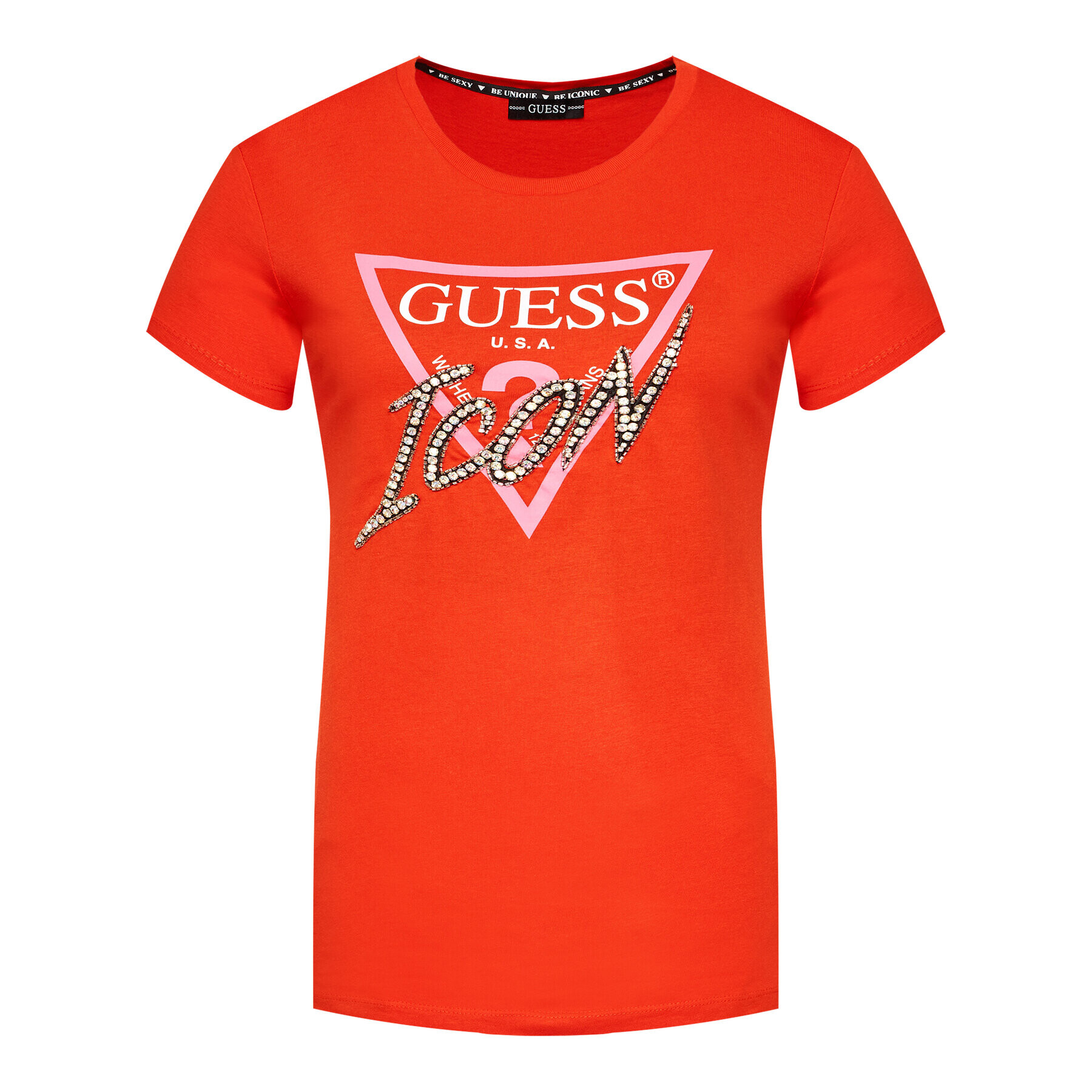 Guess Tričko Icon W1RI25 I3Z00 Červená Regular Fit - Pepit.sk