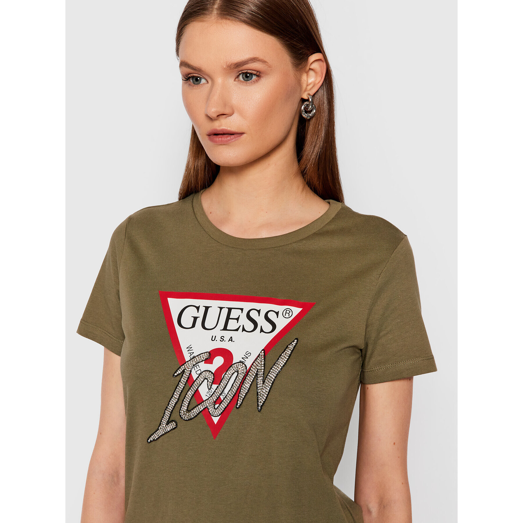 Guess Tričko Icon W1YI0Y I3Z00 Zelená Regular Fit - Pepit.sk